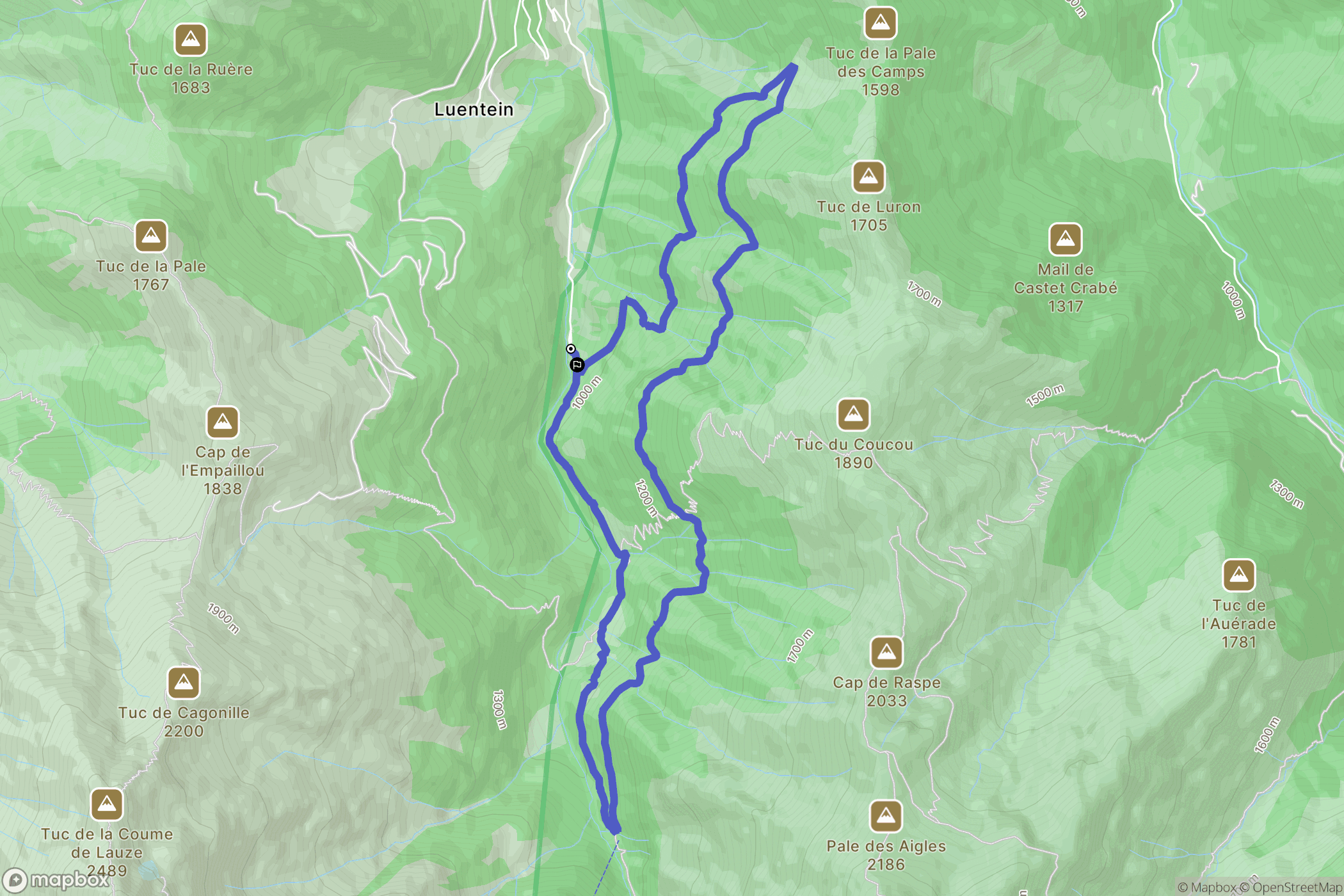 Bonac-Irazein : carte du parcours de randonnée - France