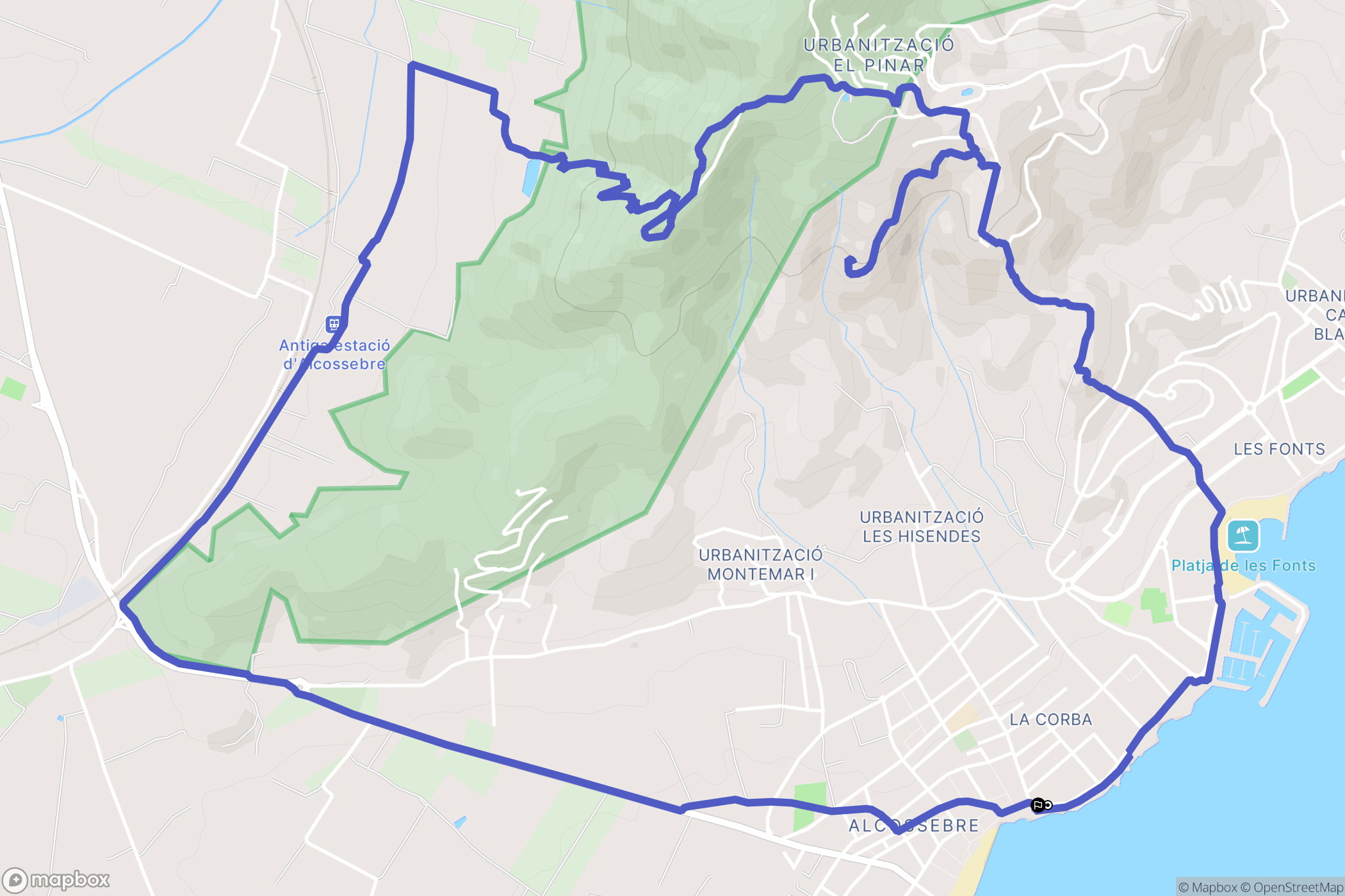 Alcossebre : carte du parcours de randonnée - Spain