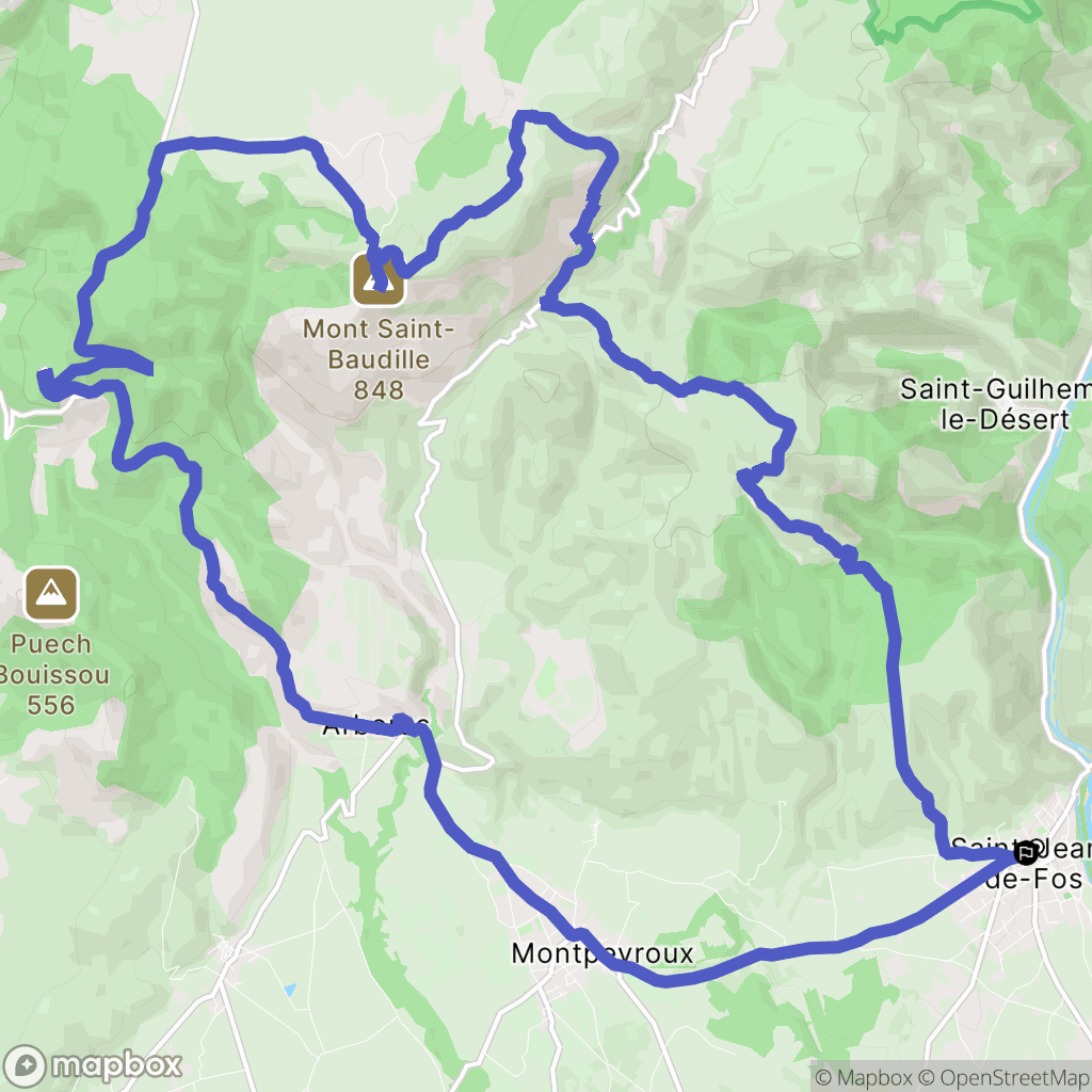 Saint-Jean-de-Fos : carte du parcours de randonnée - France
