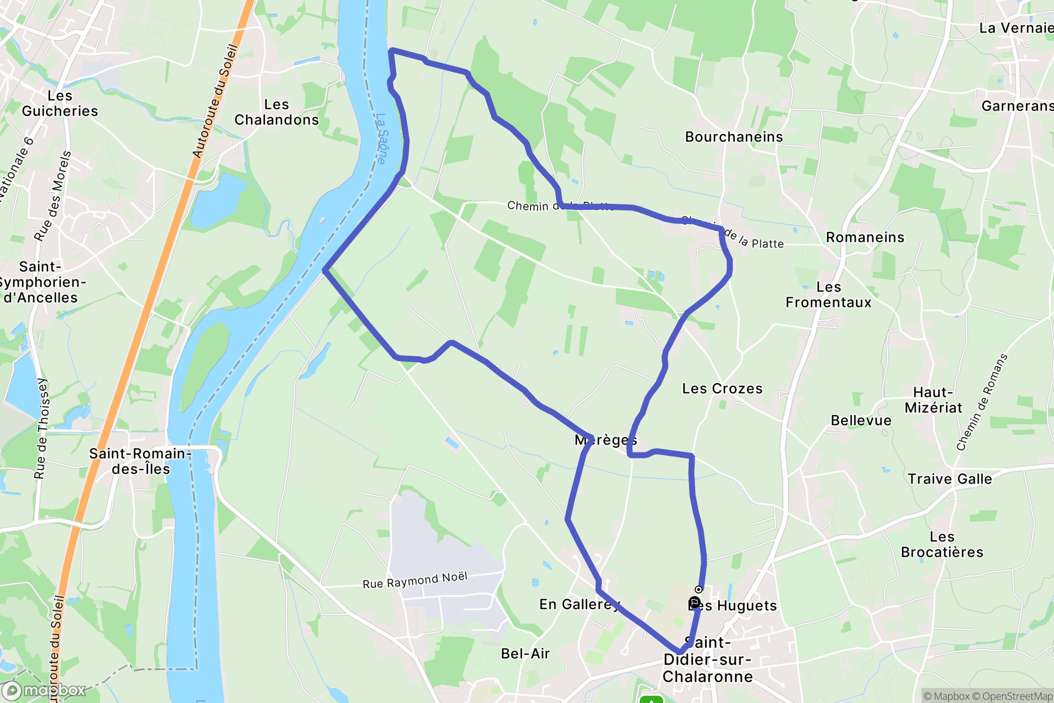 Saint-Didier-sur-Chalaronne : carte du parcours de randonnée - France