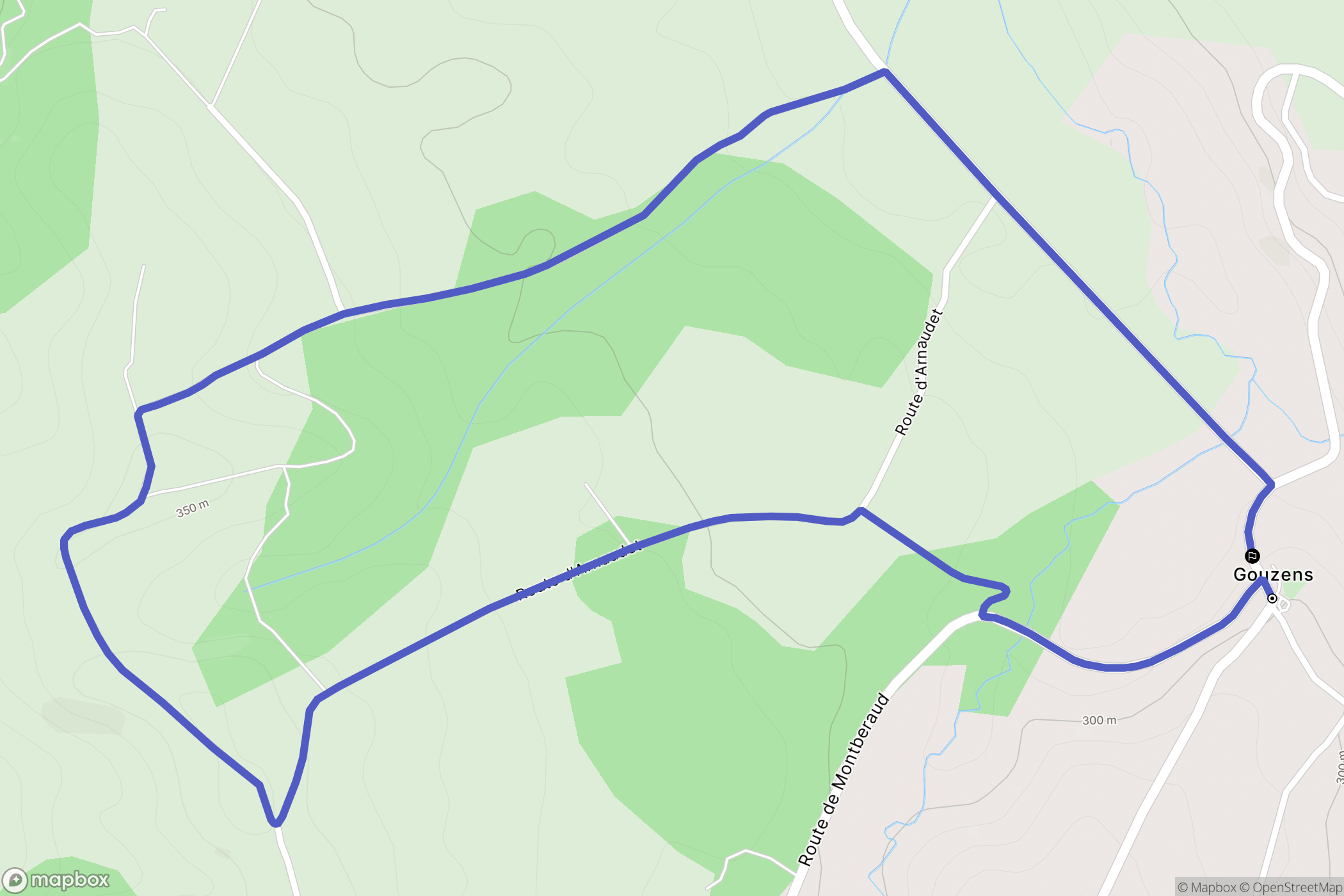 Gouzens : carte du parcours de randonnée - France