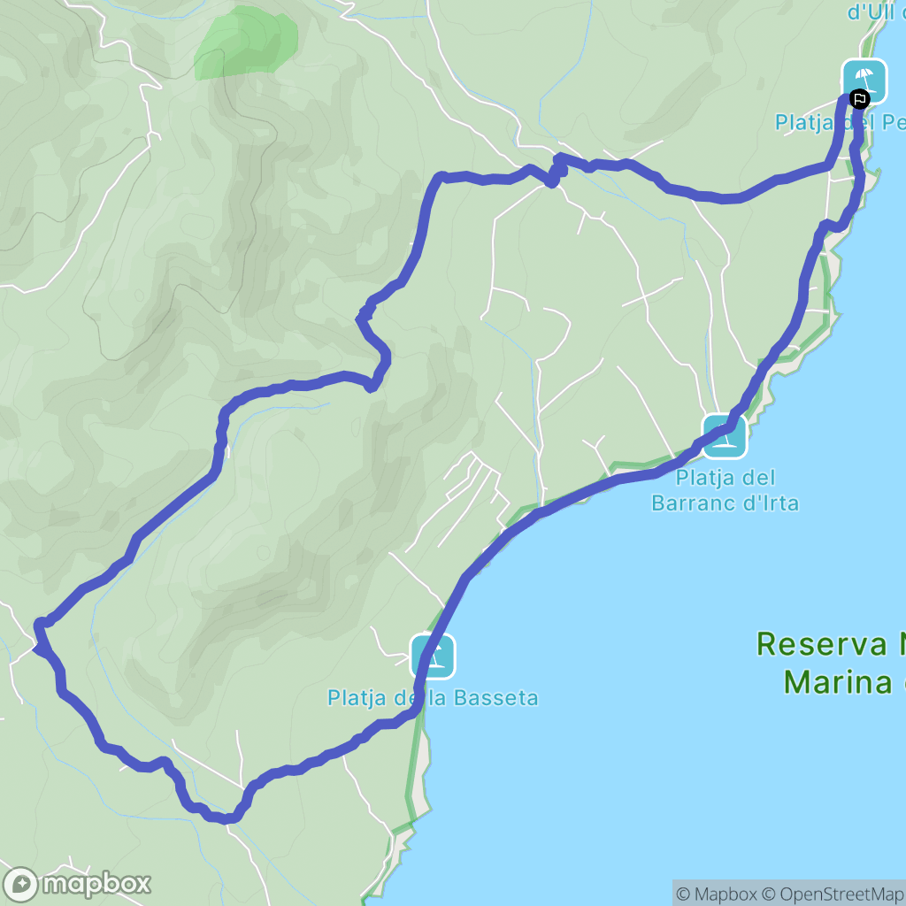 Peniscola : carte du parcours de randonnée - Spain