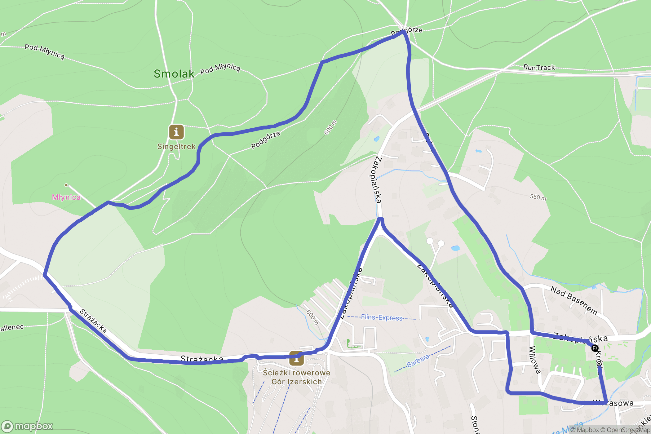 Świeradów-Zdrój: mapa trasy - Poland