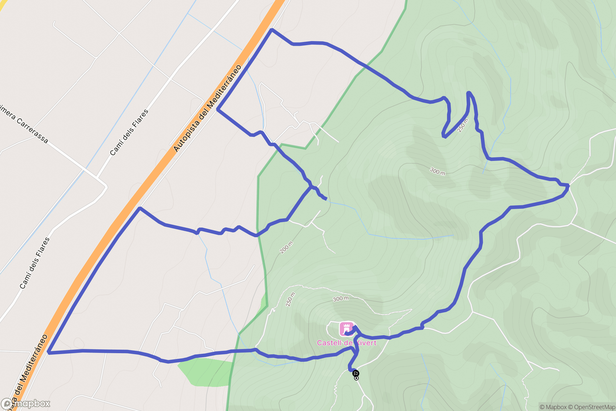 Alcalà de Xivert : carte du parcours de randonnée - Spain