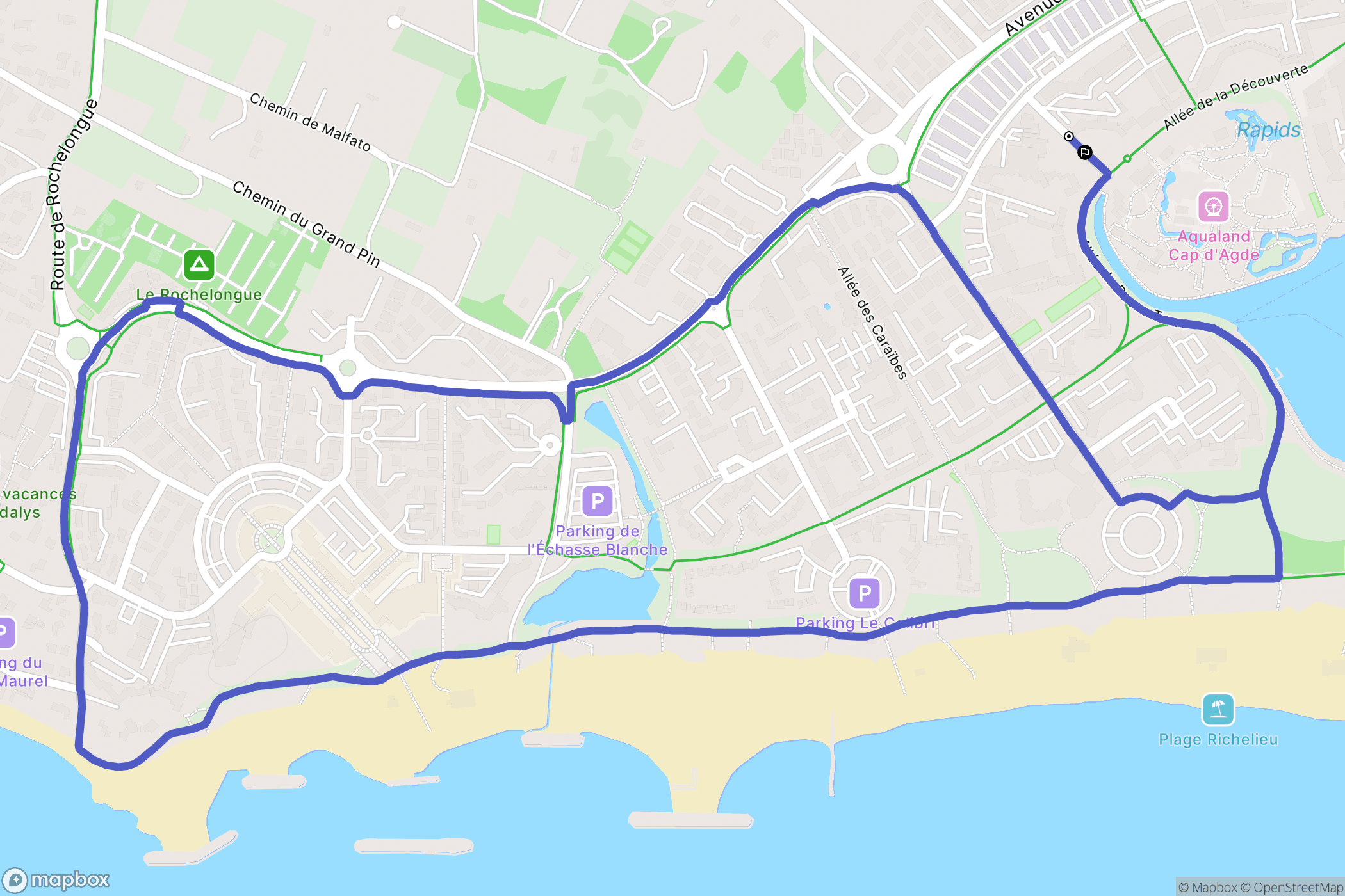 Agde : carte du parcours de randonnée - France