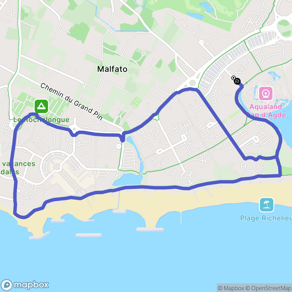 Agde : carte du parcours de randonnée - France