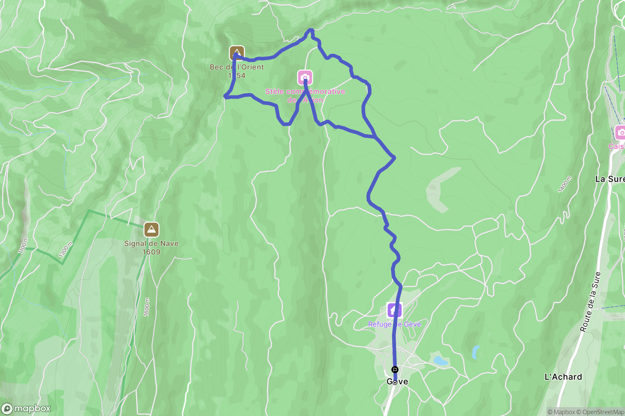 Autrans : carte du parcours de randonnée - France