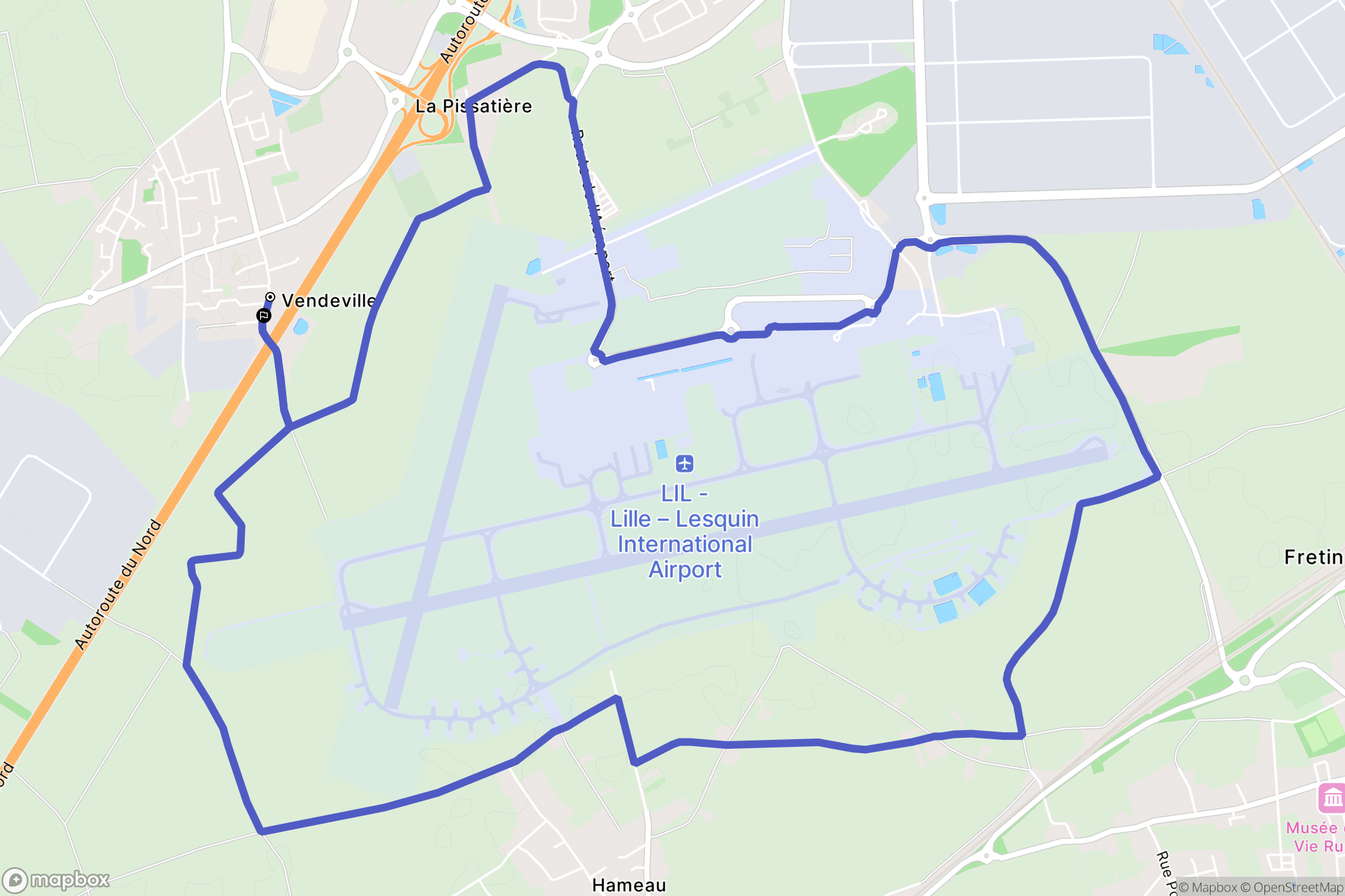 Vendeville : carte du parcours de randonnée - France