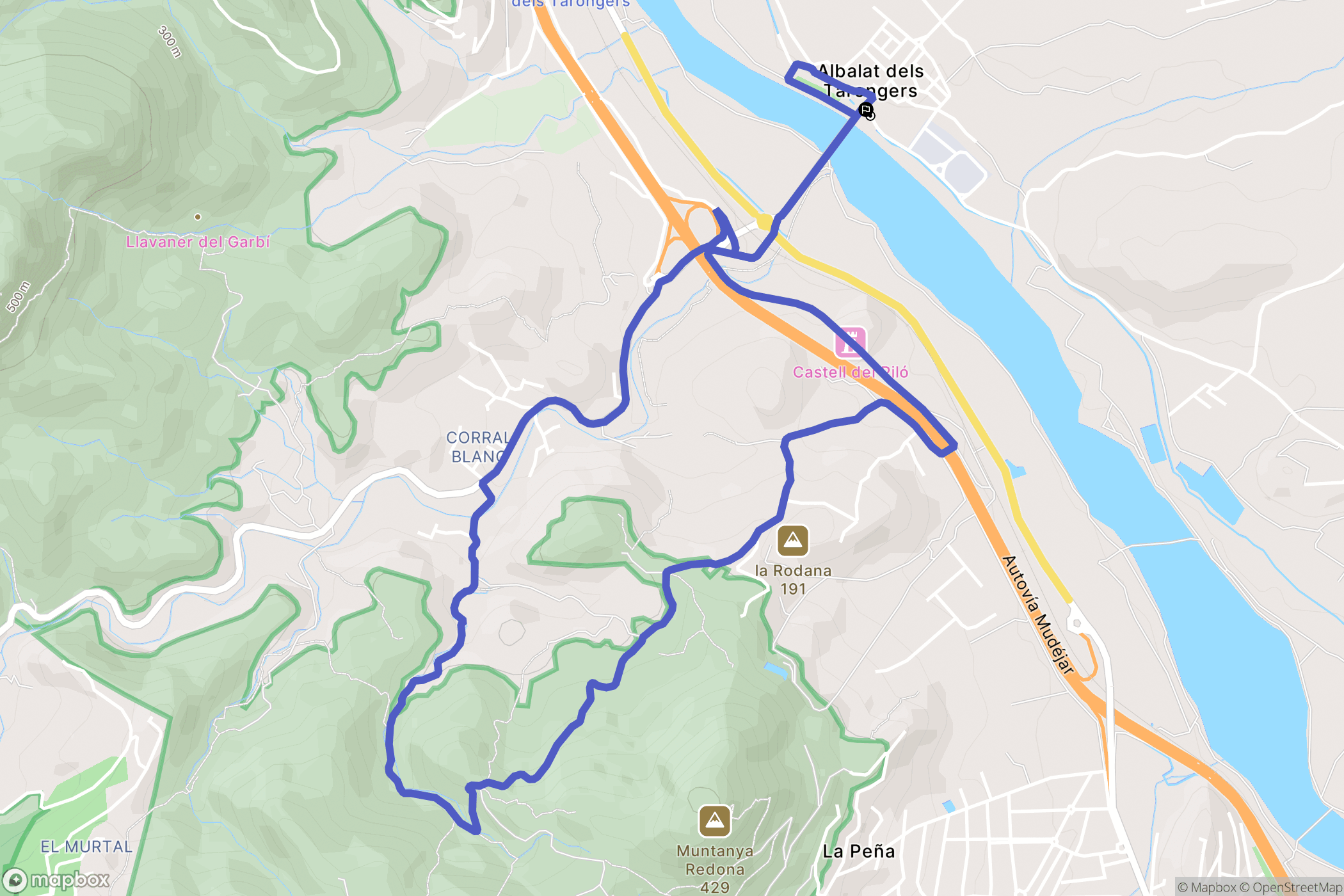Albalat dels Tarongers : carte du parcours de randonnée - Spain