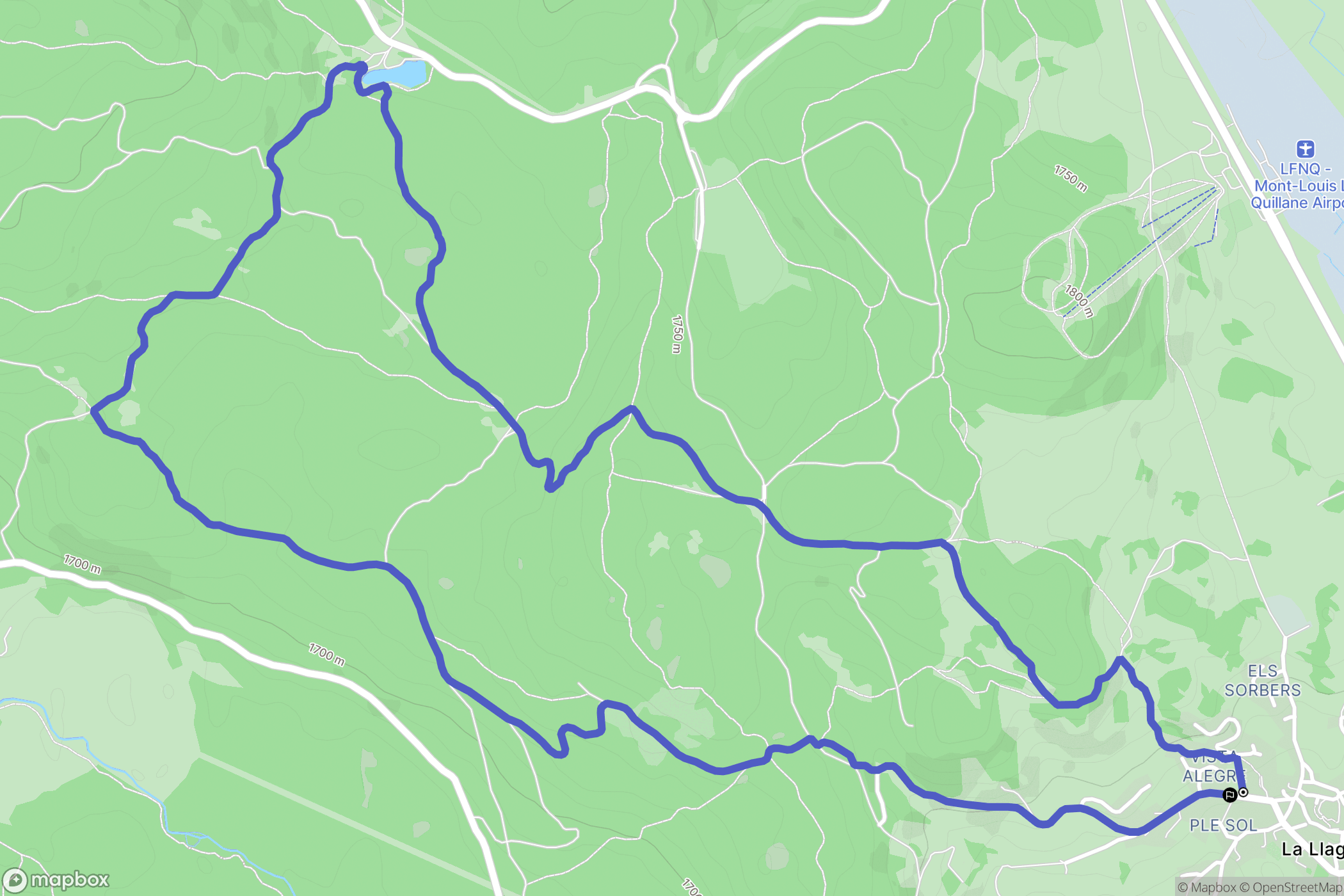 La Llagonne : carte du parcours de randonnée - France