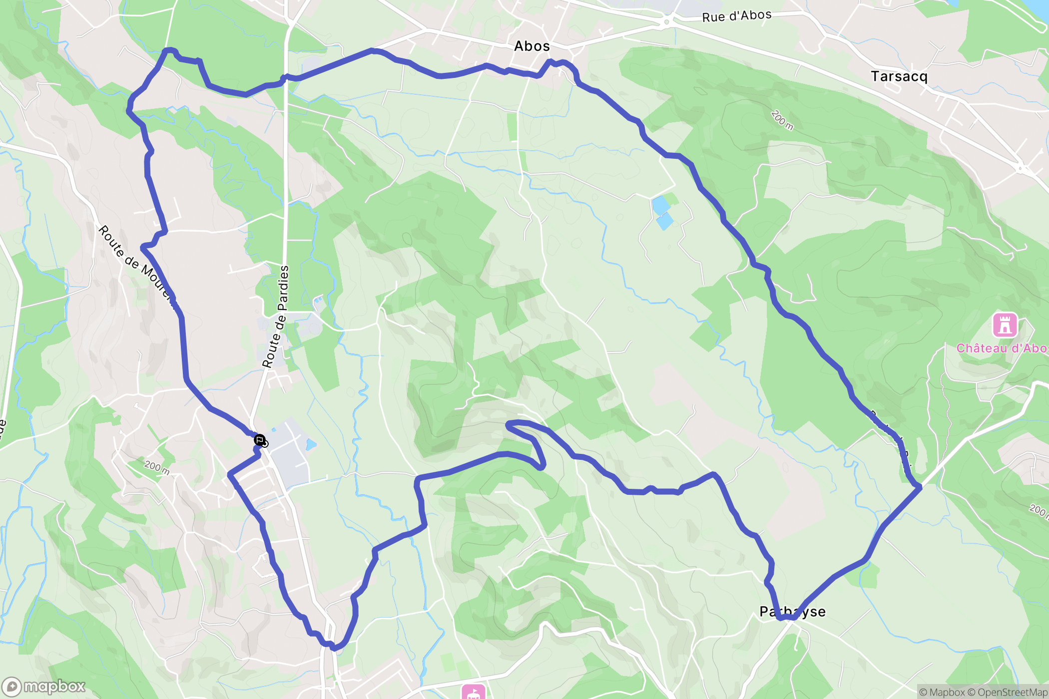 Monein : carte du parcours de randonnée - France