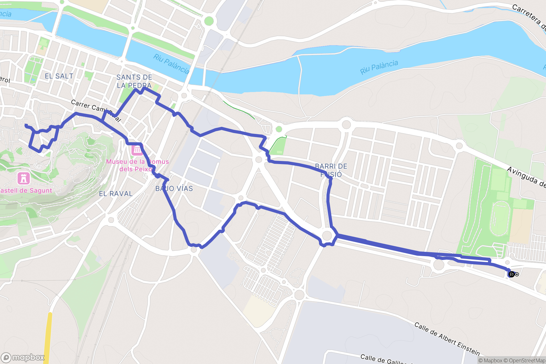 Sagunt : carte du parcours de randonnée - Spain