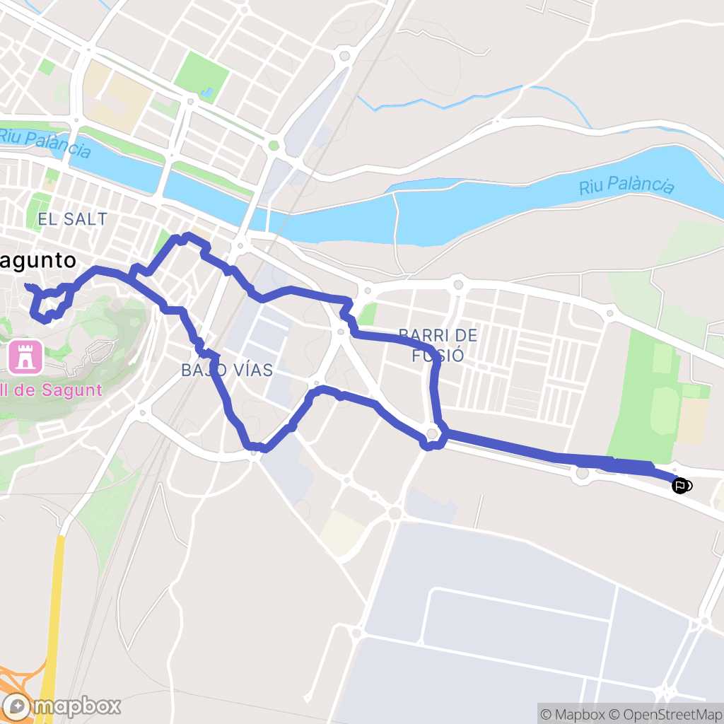 Sagunt : carte du parcours de randonnée - Spain