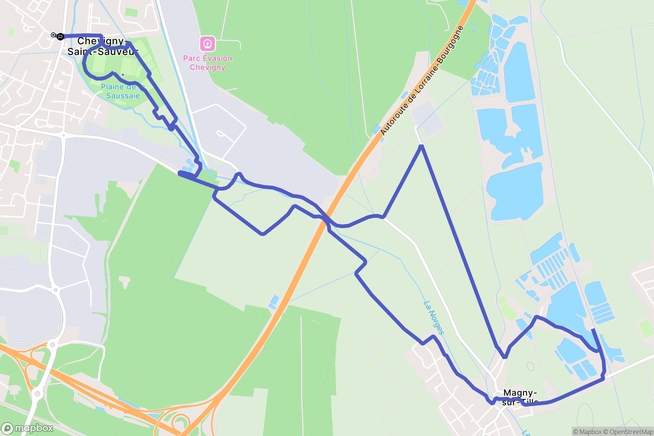 Chevigny-Saint-Sauveur : carte du parcours de randonnée - France