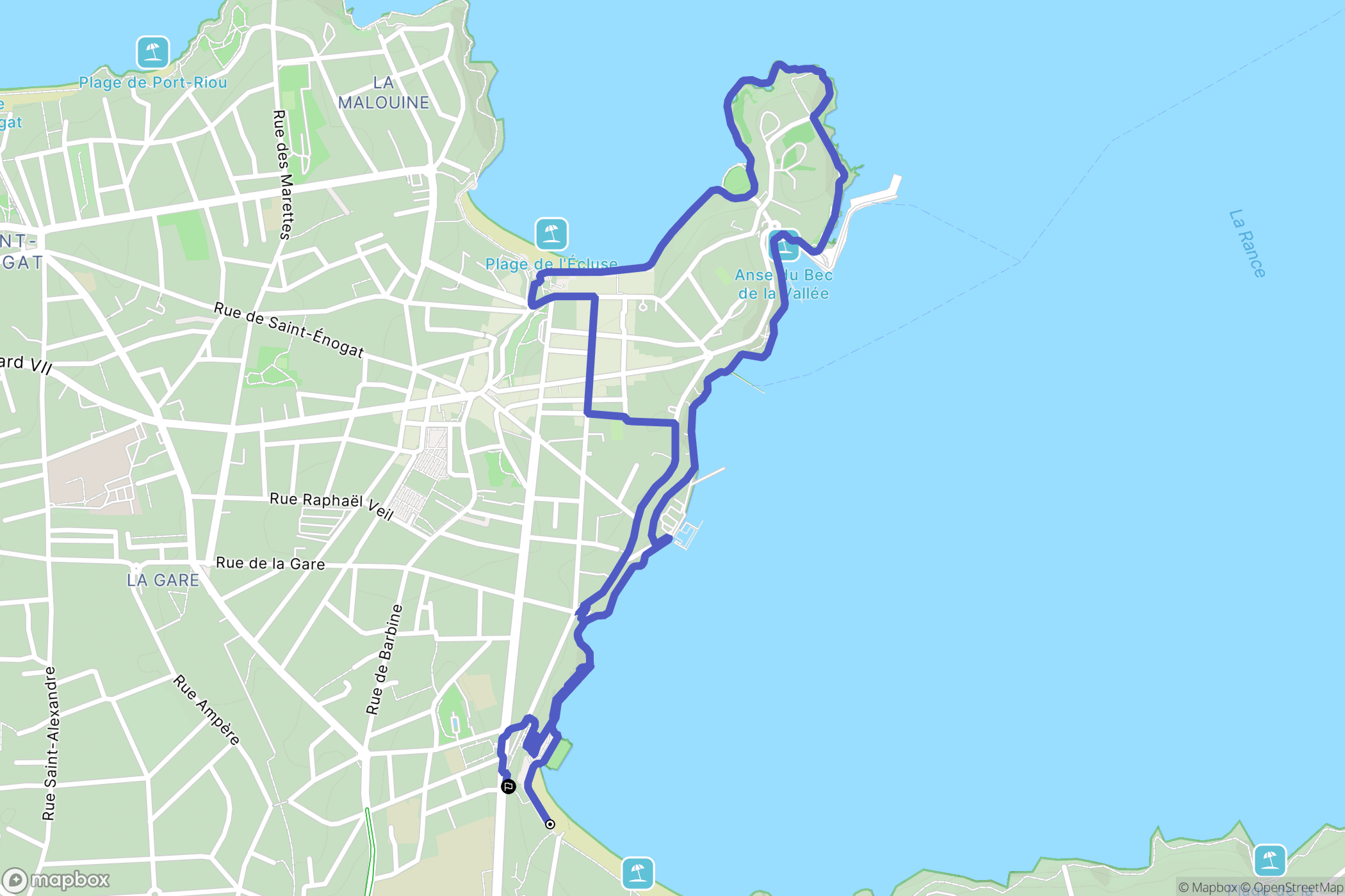 Dinard : carte du parcours de randonnée - France