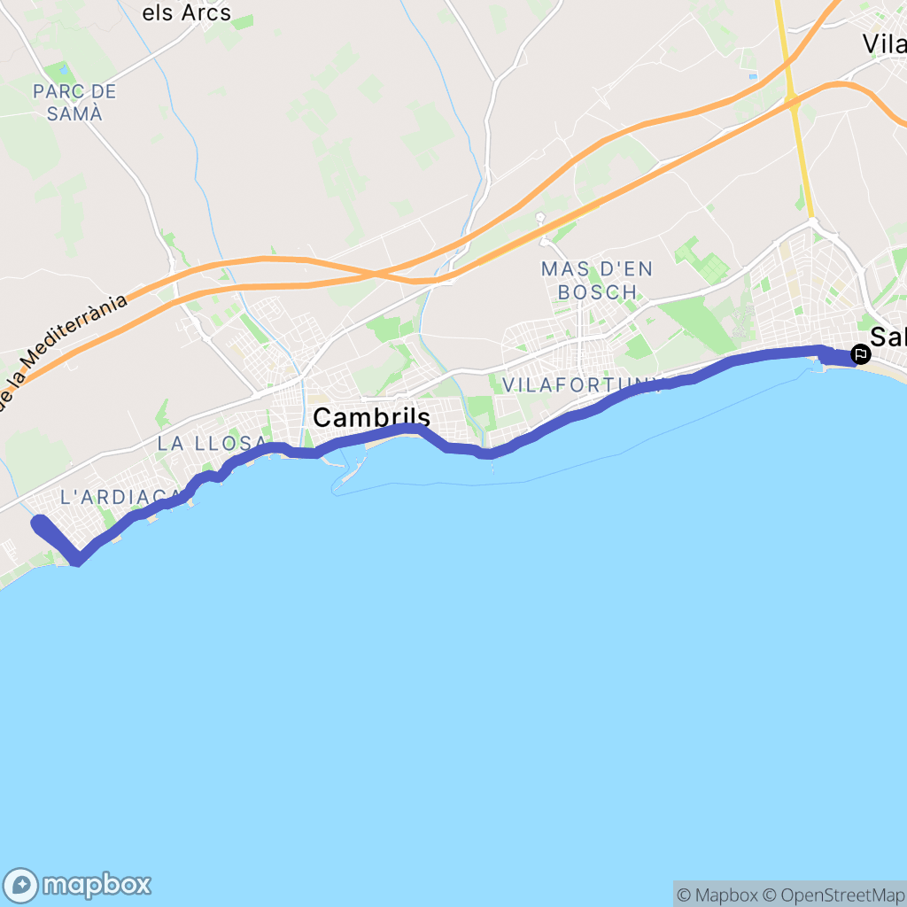 Salou : carte du parcours de randonnée - Spain
