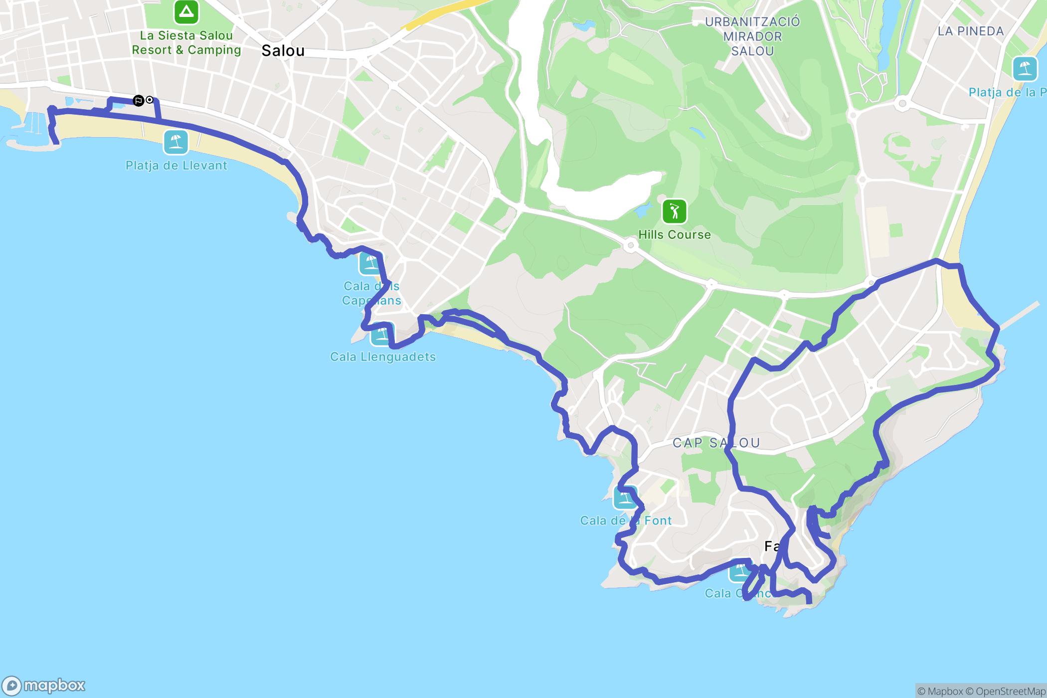 Salou : carte du parcours de randonnée - Spain