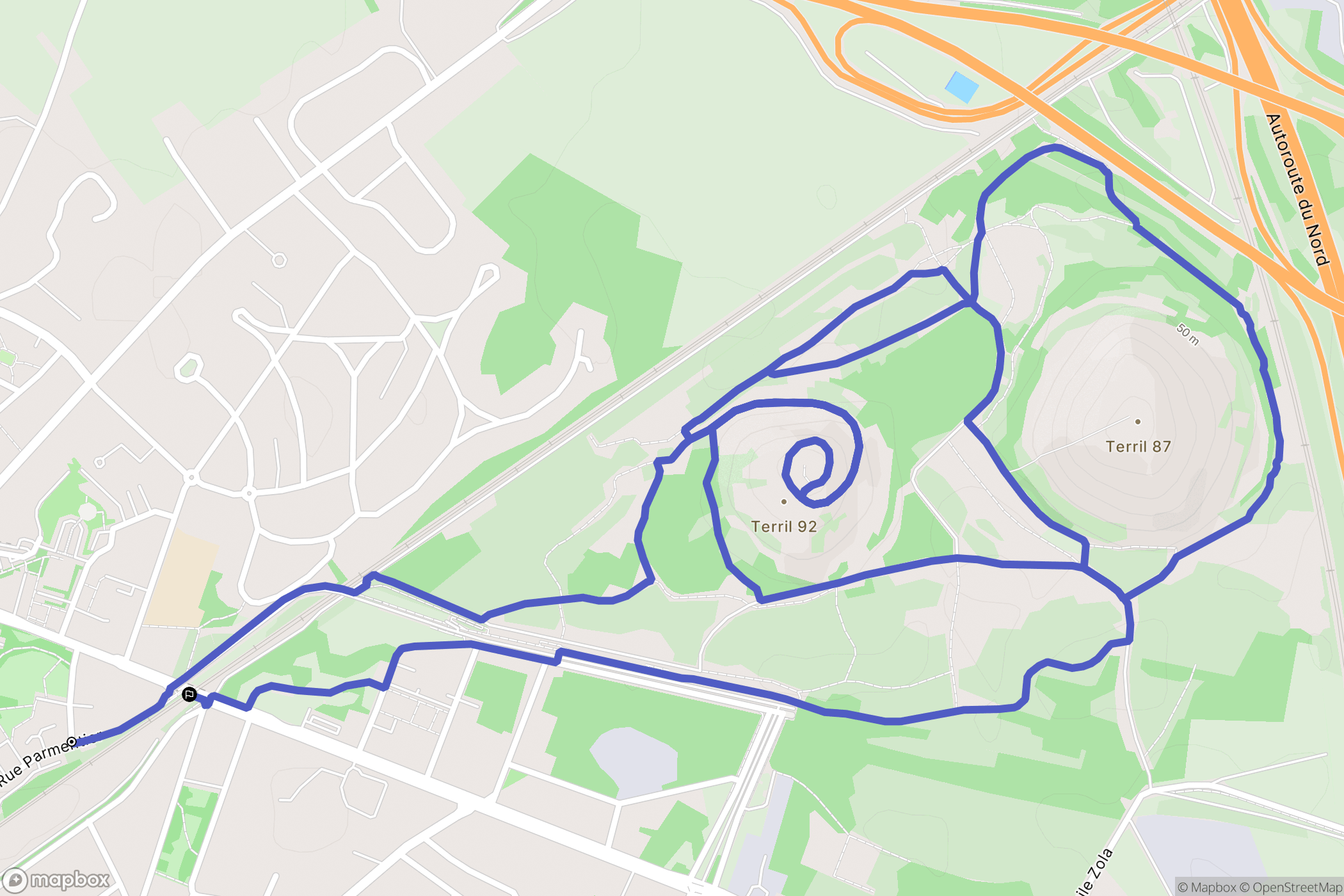 Hénin-Beaumont : carte du parcours de randonnée - France