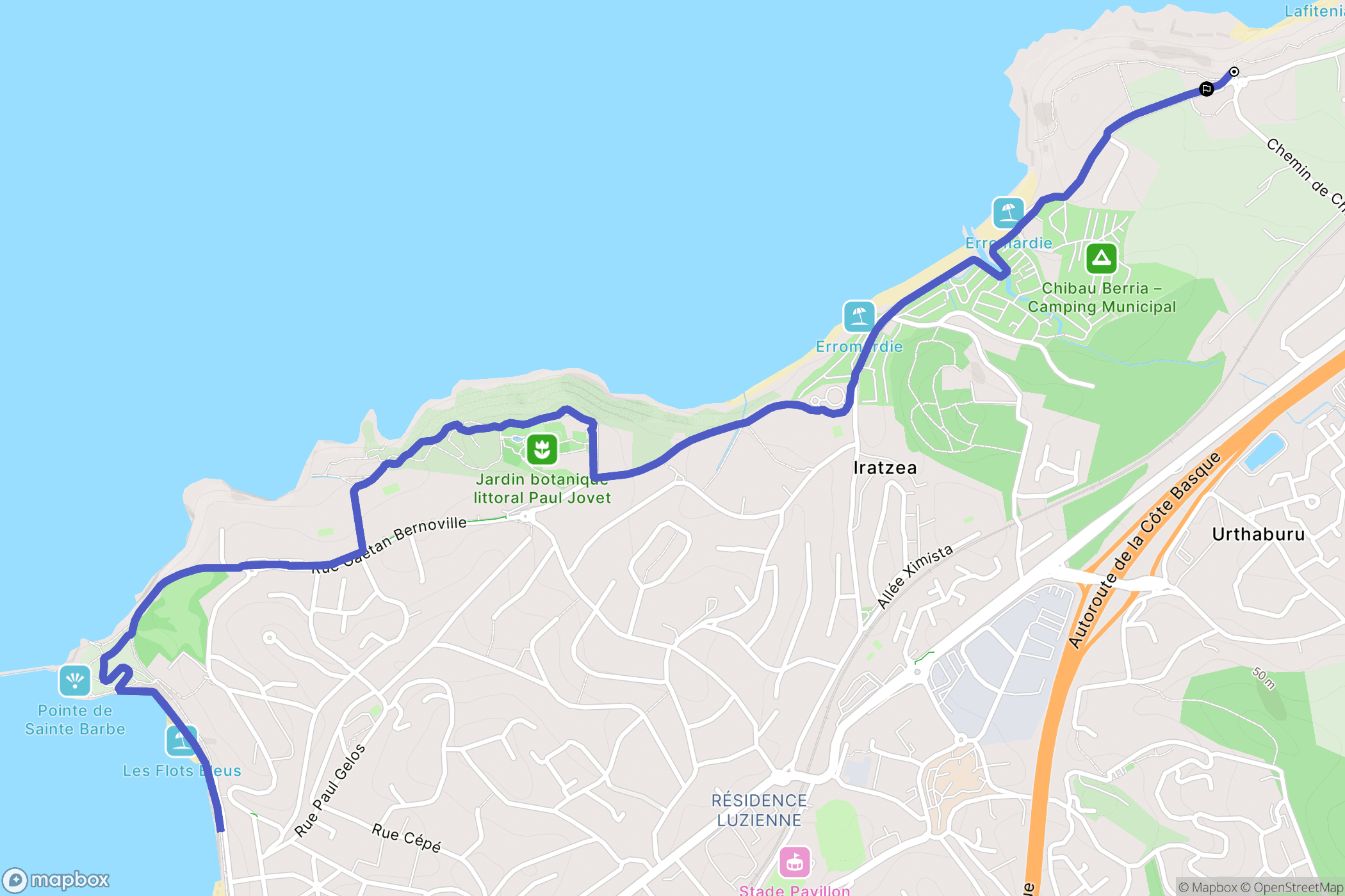 Saint-Jean-de-Luz : carte du parcours de randonnée - France