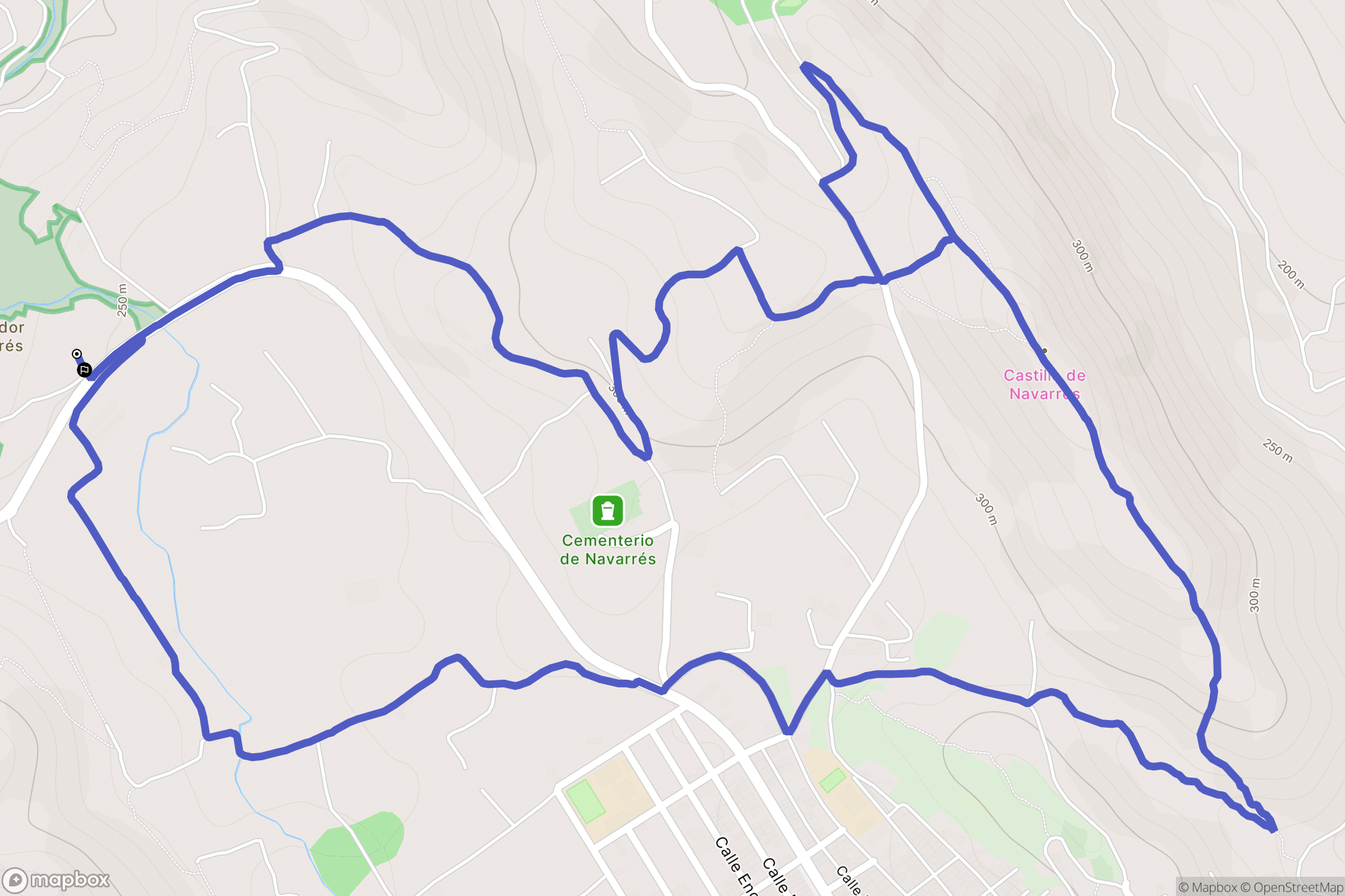 Navarrés : carte du parcours de randonnée - Spain