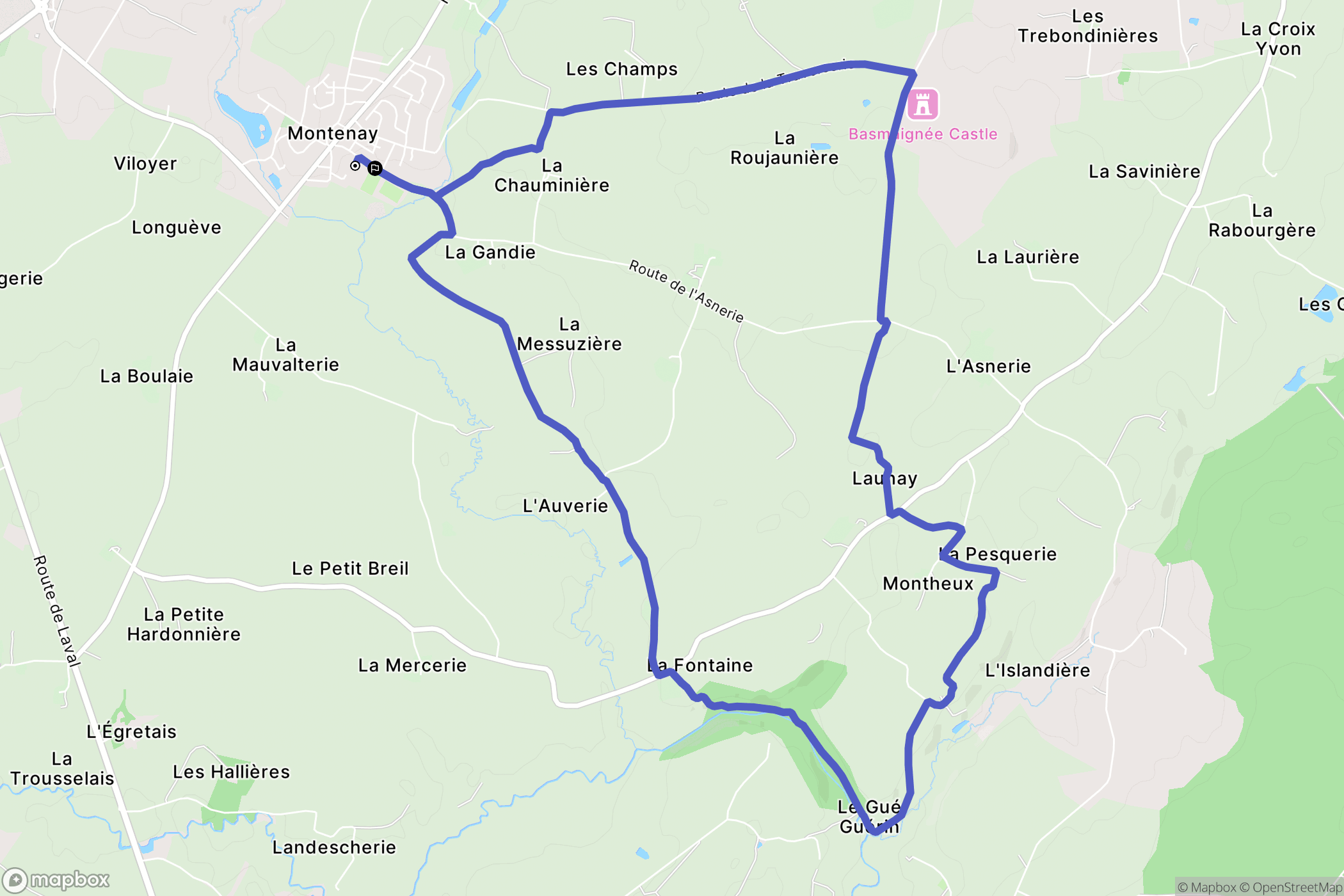 Montenay : carte du parcours de randonnée - France
