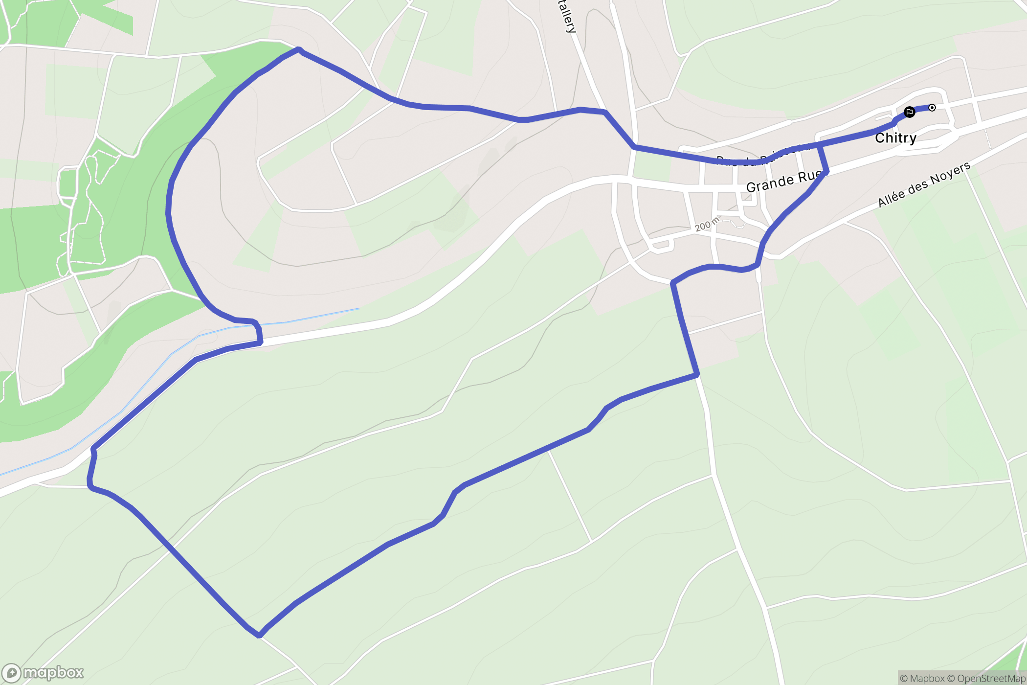 Chitry : carte du parcours de randonnée - France
