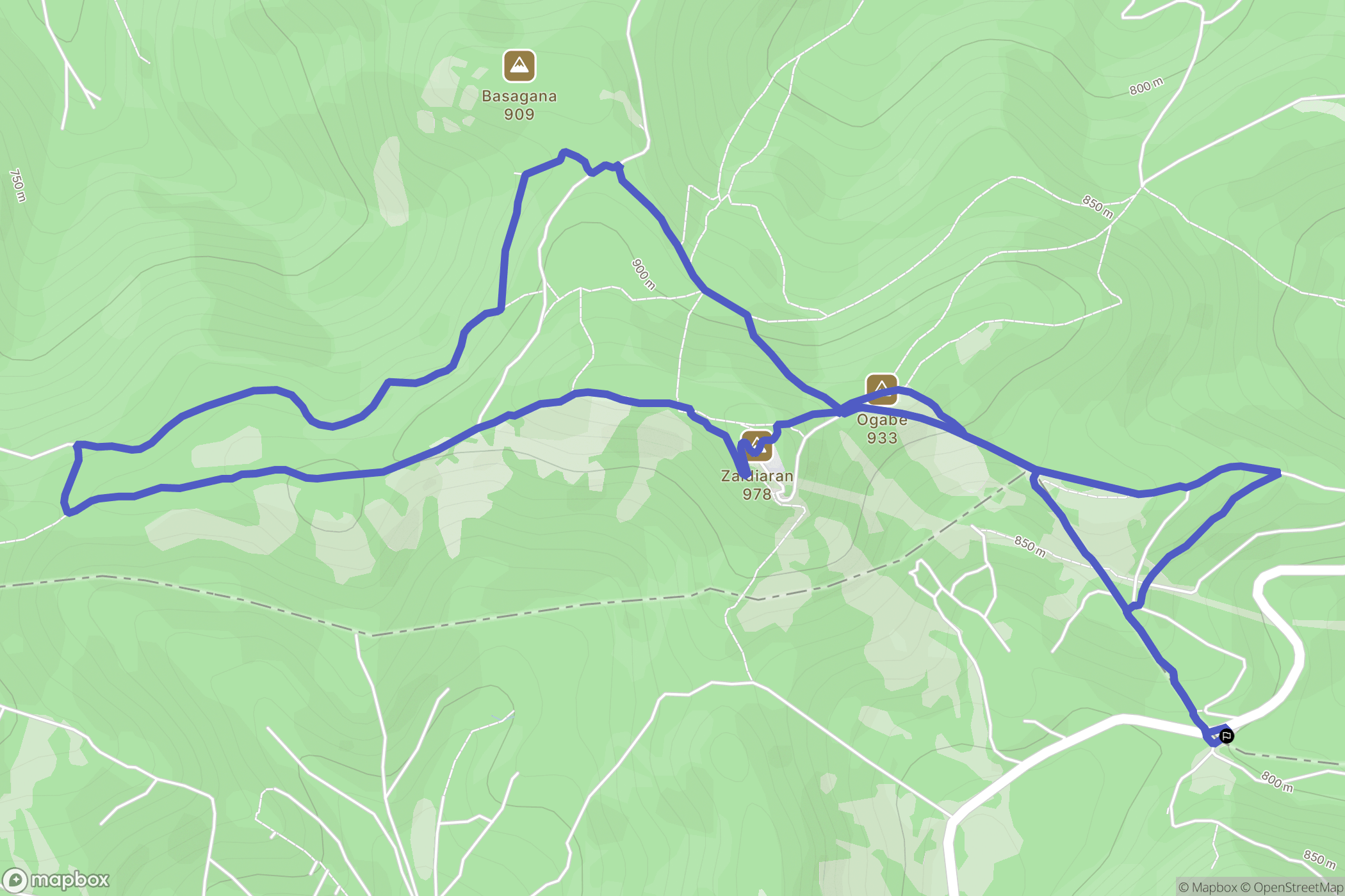 Doroño : carte du parcours de randonnée - Spain