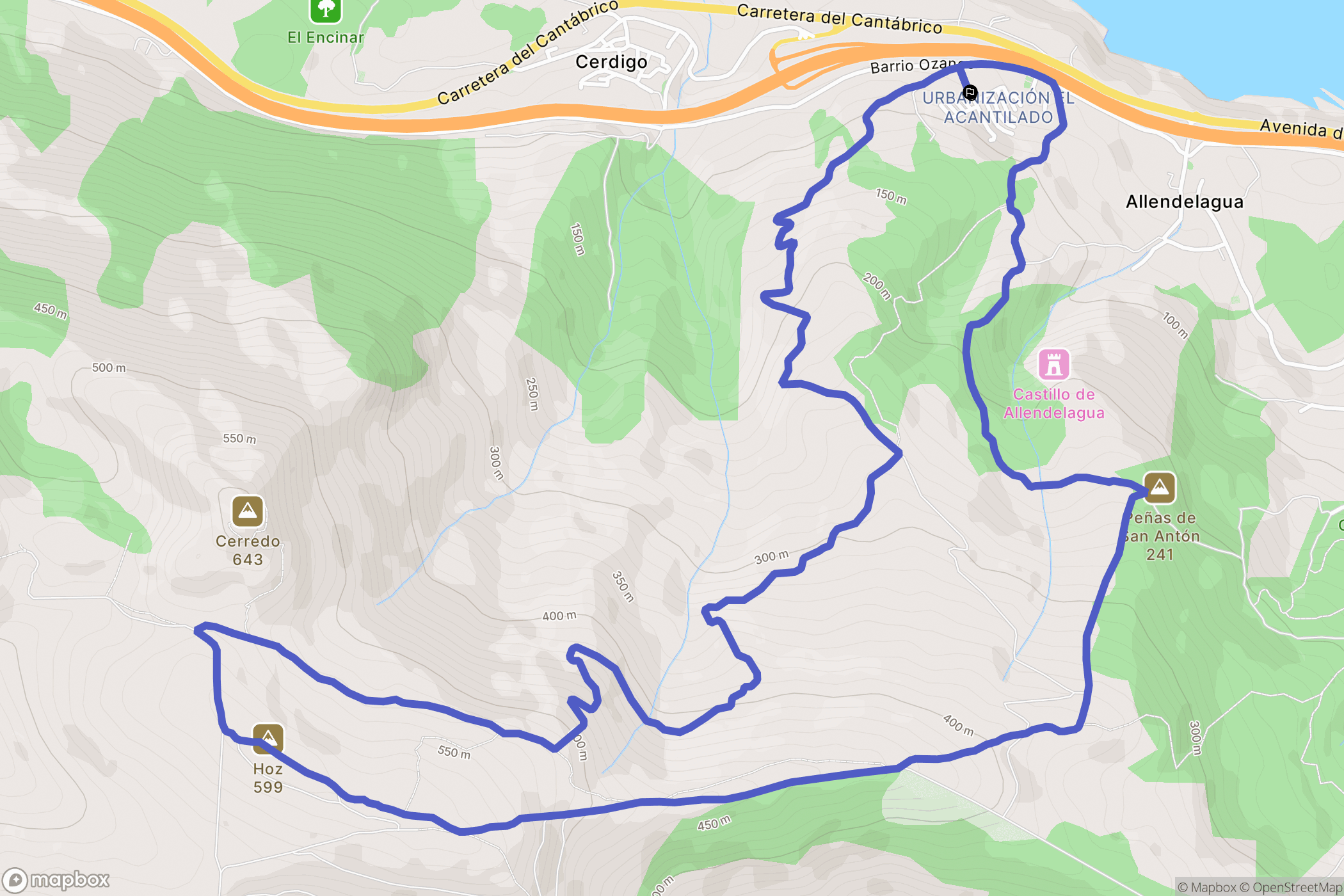 Castro-Urdiales : carte du parcours de randonnée - Spain