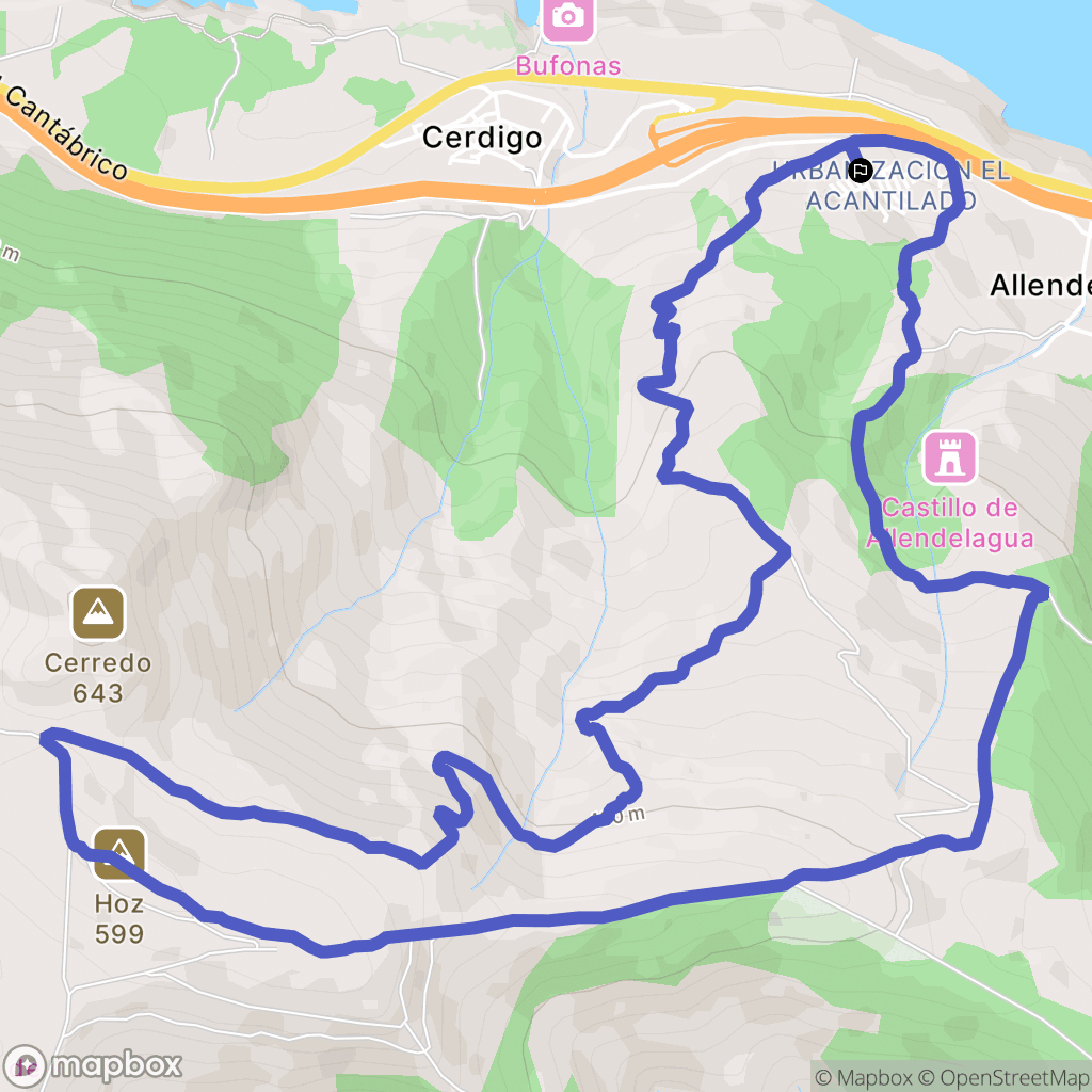 Castro-Urdiales : carte du parcours de randonnée - Spain