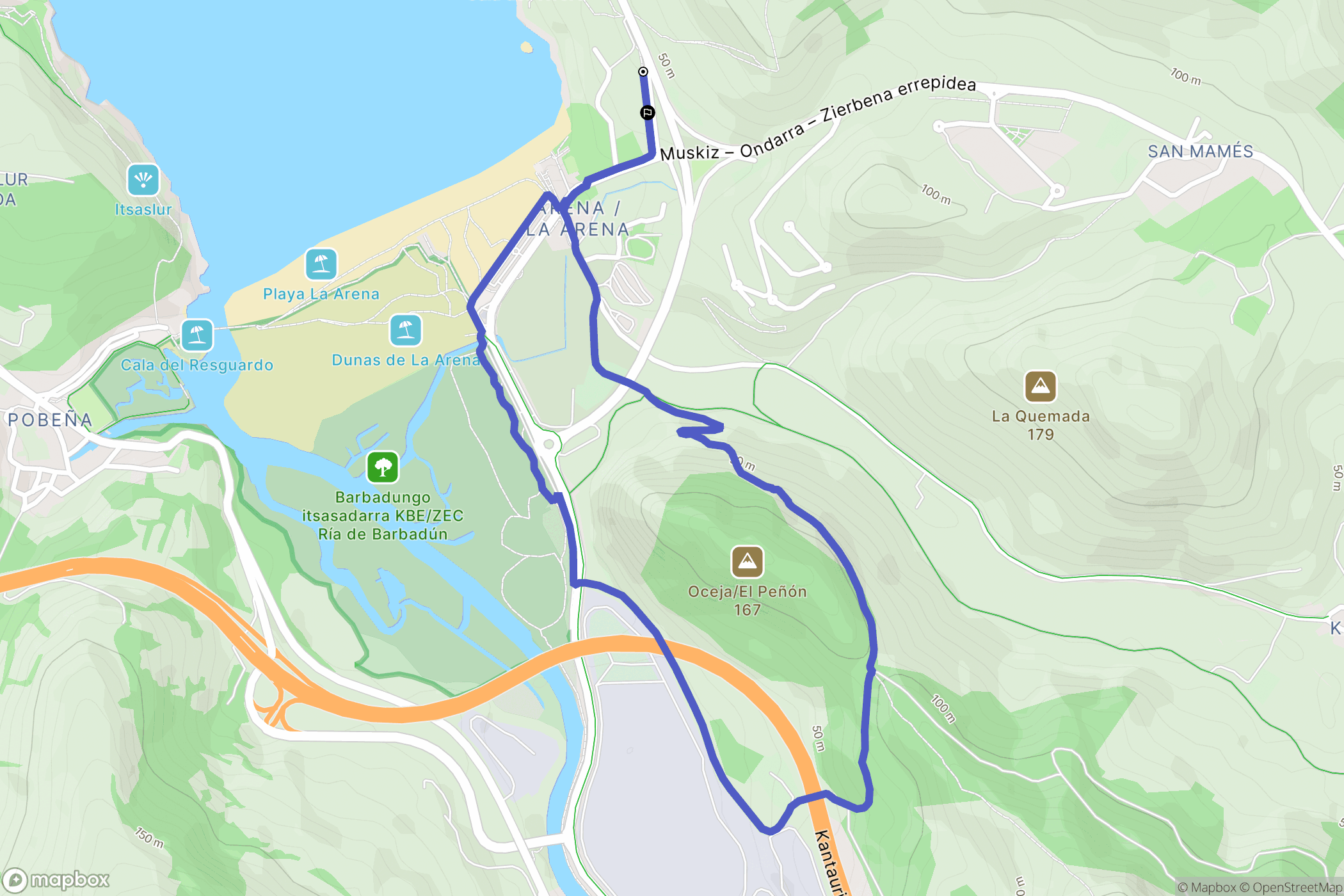 La Arena : carte du parcours de randonnée - Spain