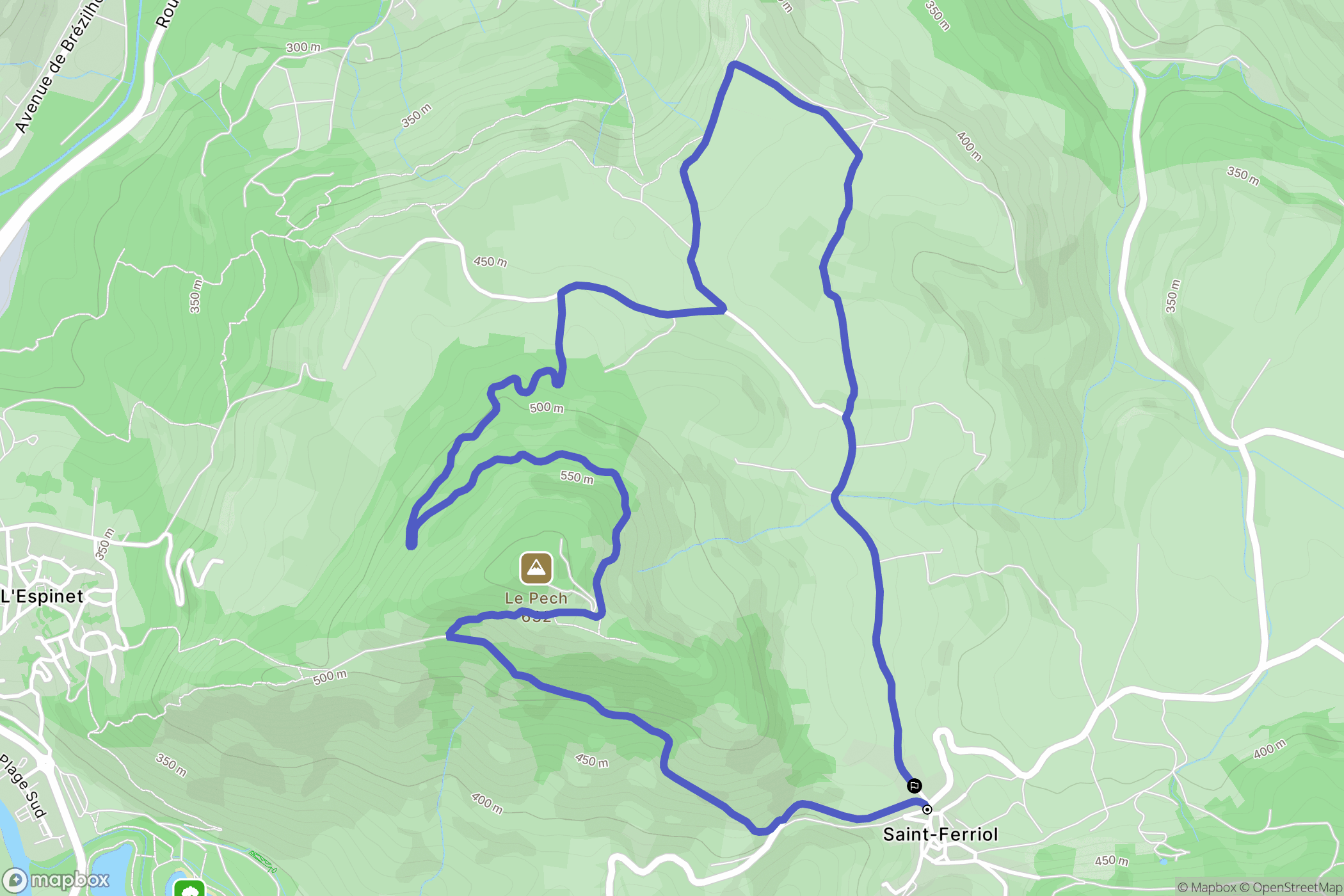 Saint-Ferriol : carte du parcours de randonnée - France