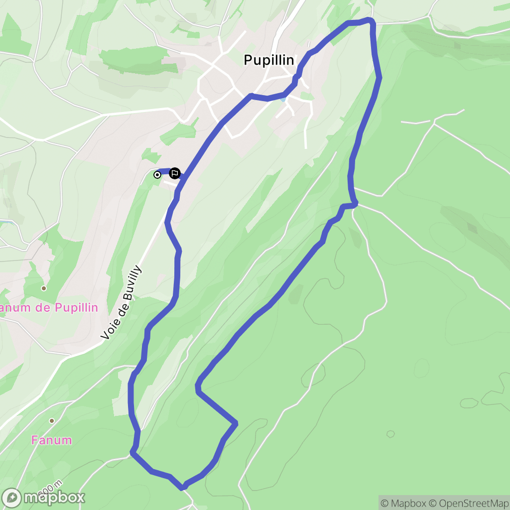 Pupillin : carte du parcours de randonnée - France