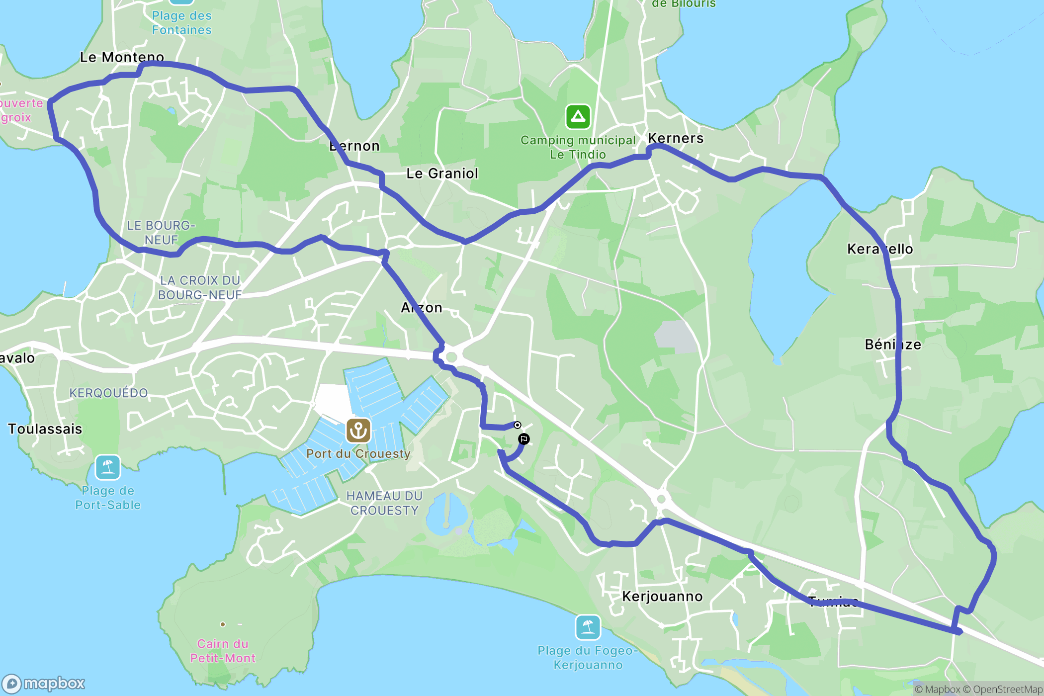 Arzon : carte du parcours de randonnée - France