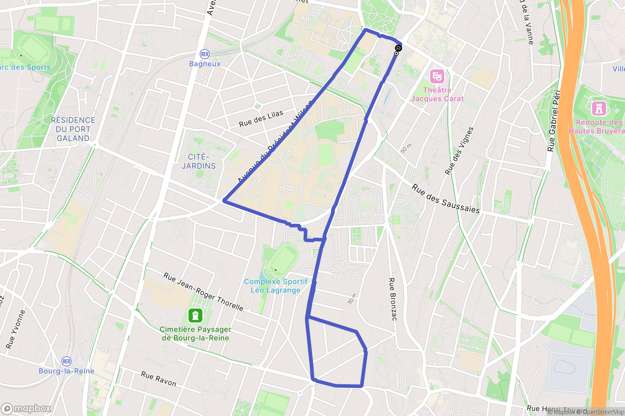 Cachan : carte du parcours de randonnée - France