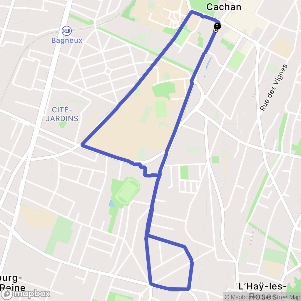 Cachan : carte du parcours de randonnée - France