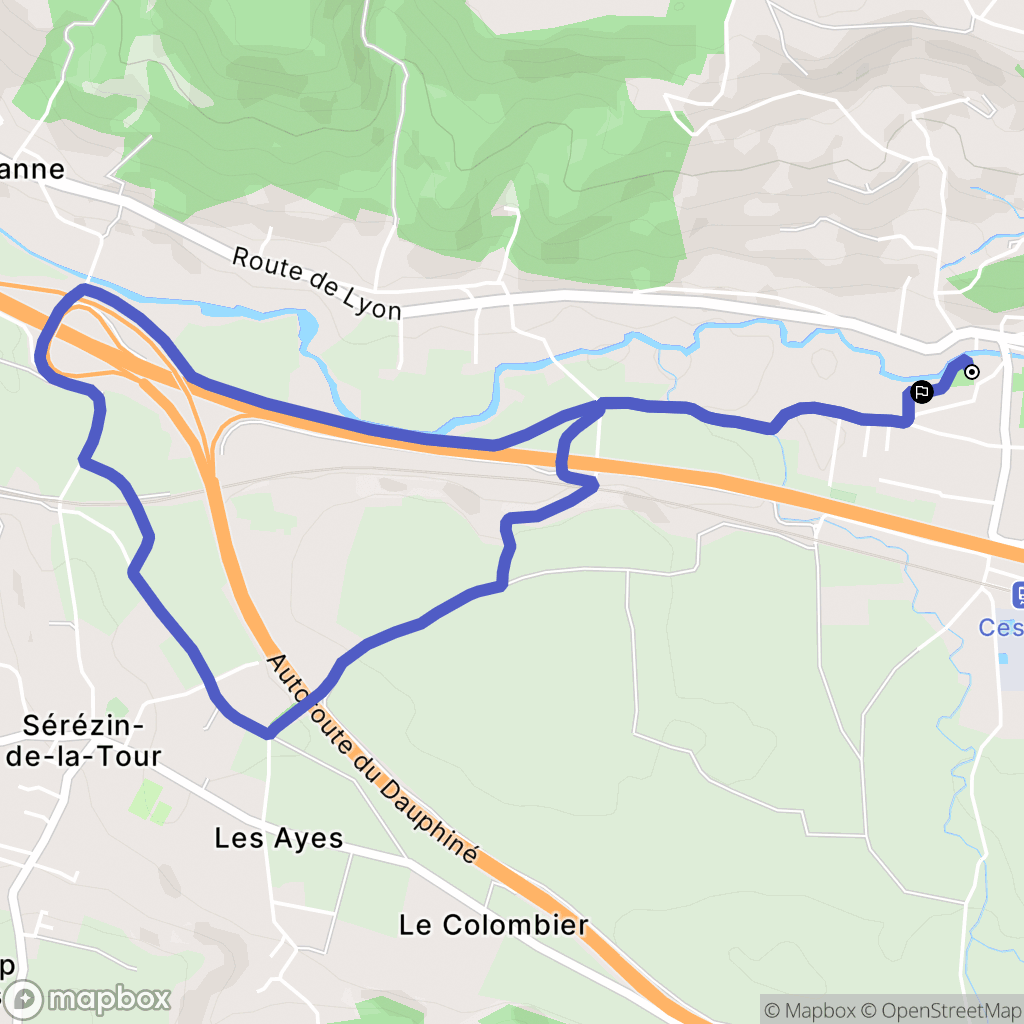 Cessieu : carte du parcours de randonnée - France