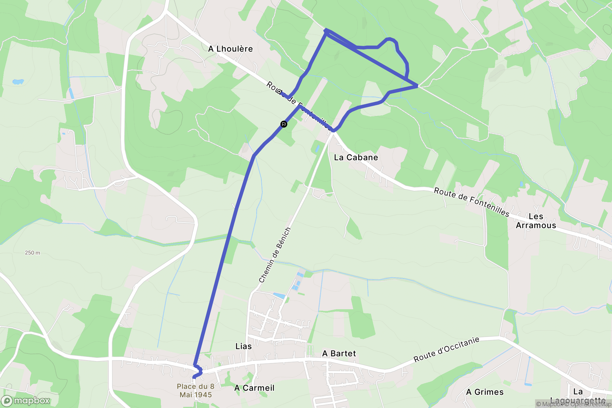 Lias : carte du parcours de randonnée - France