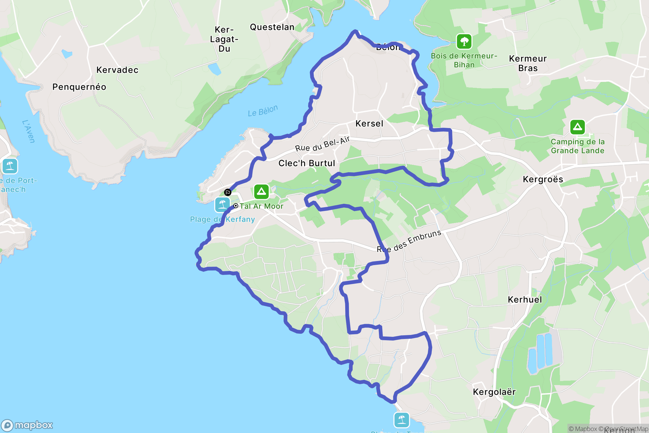 Moëlan-sur-Mer : carte du parcours de randonnée - France
