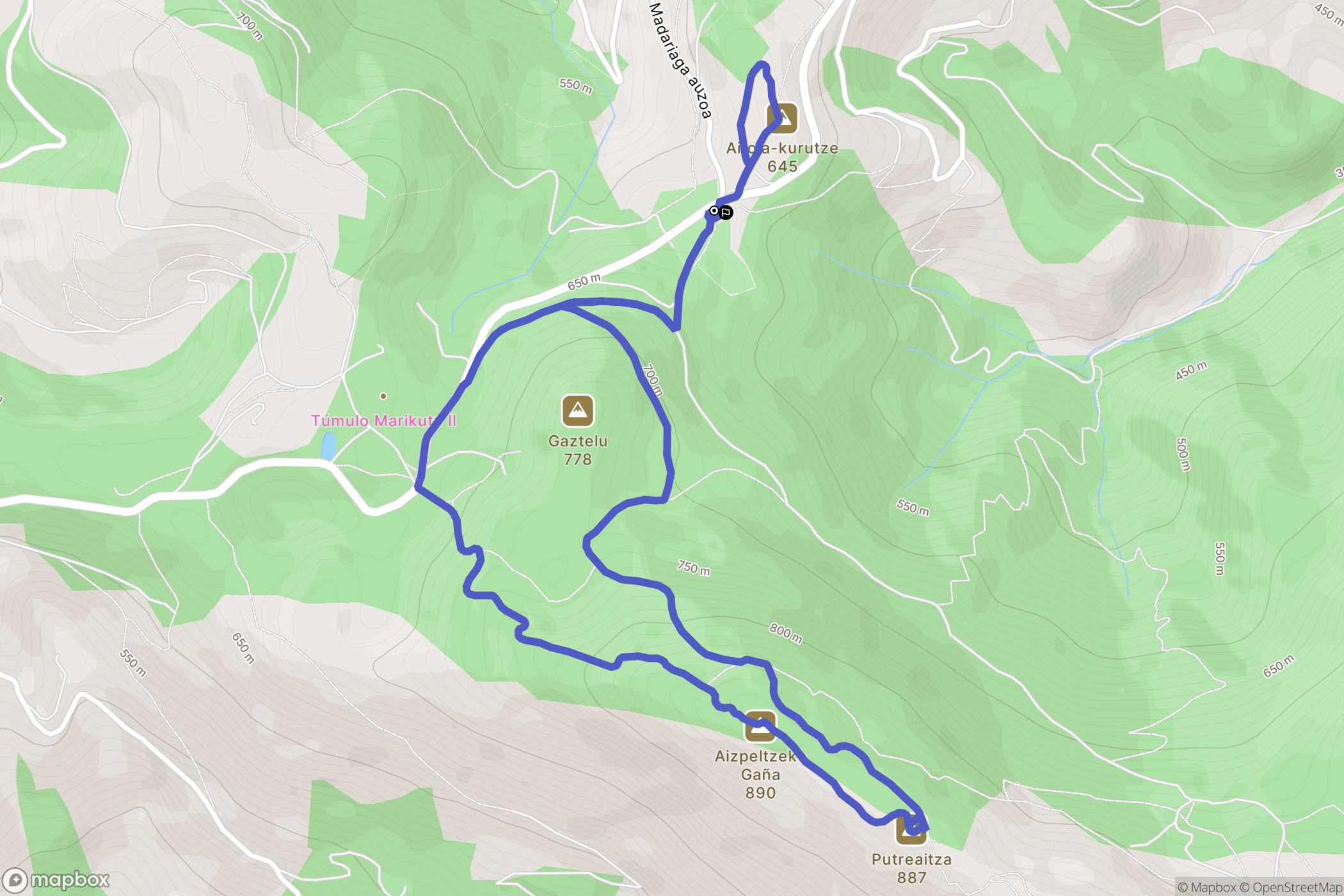 Azkoitia : carte du parcours de randonnée - Spain