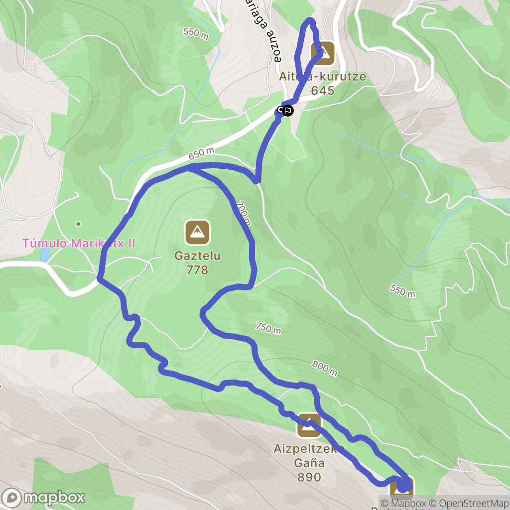 Azkoitia : carte du parcours de randonnée - Spain