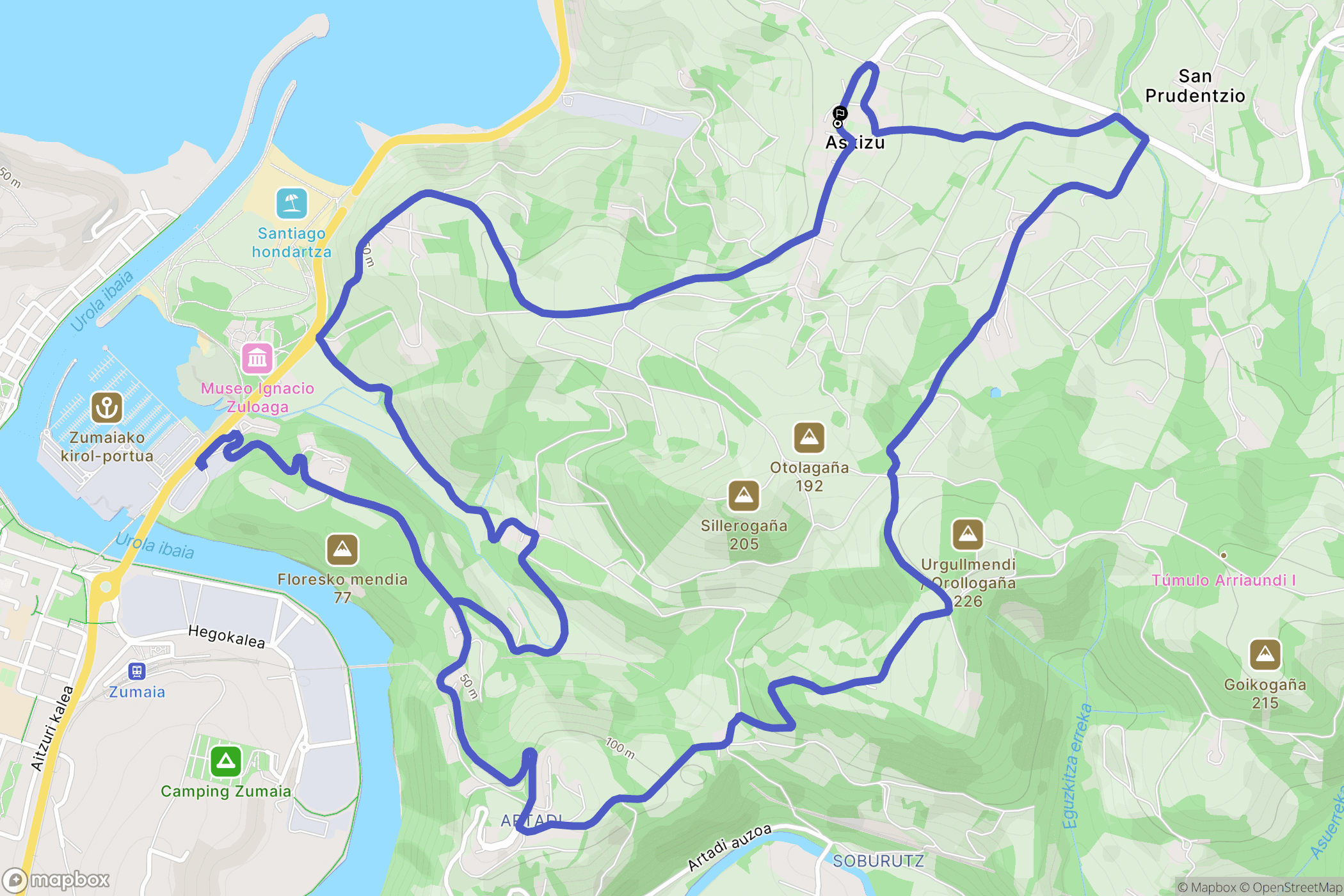 Askizu : carte du parcours de randonnée - Spain