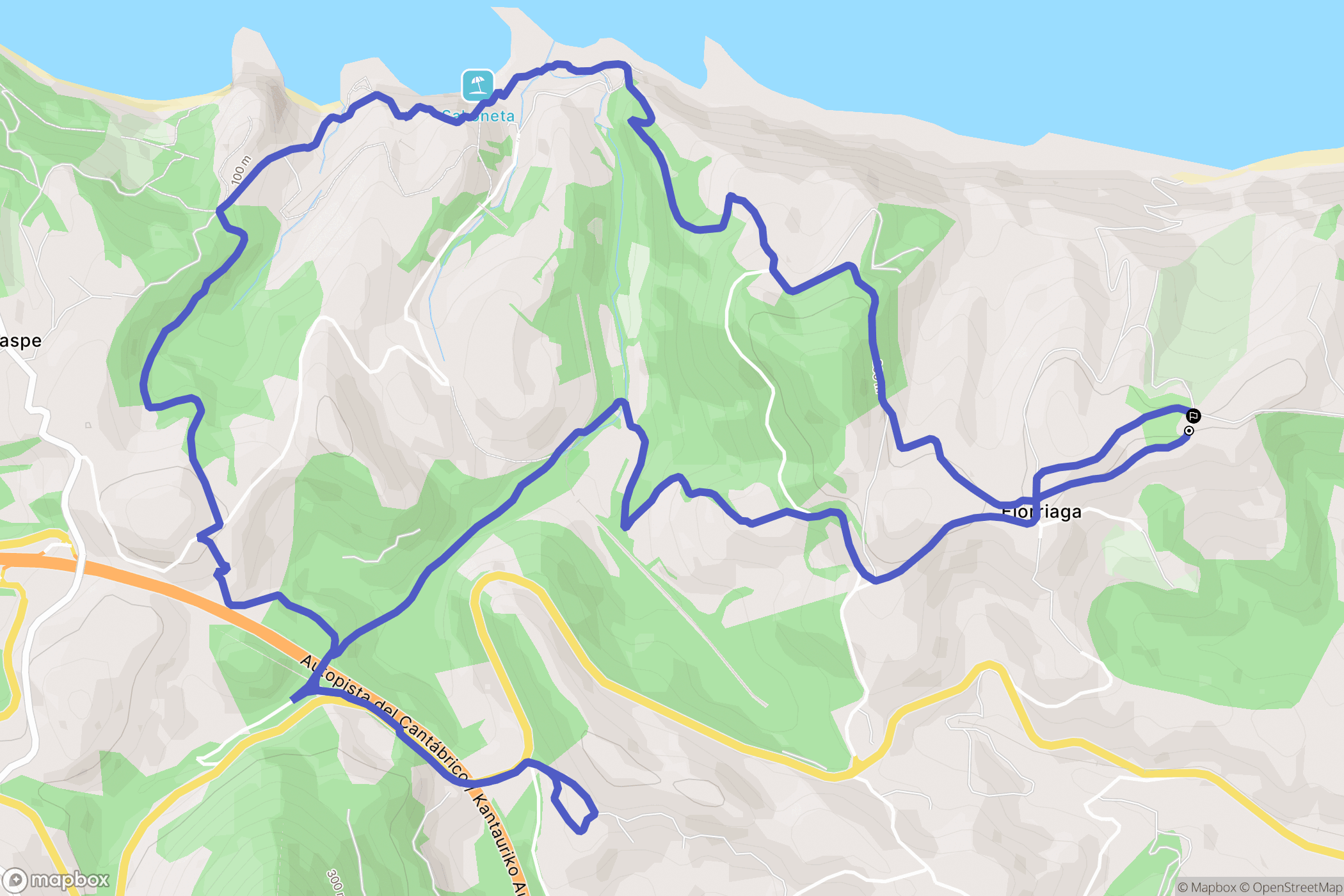 Deba : carte du parcours de randonnée - Spain