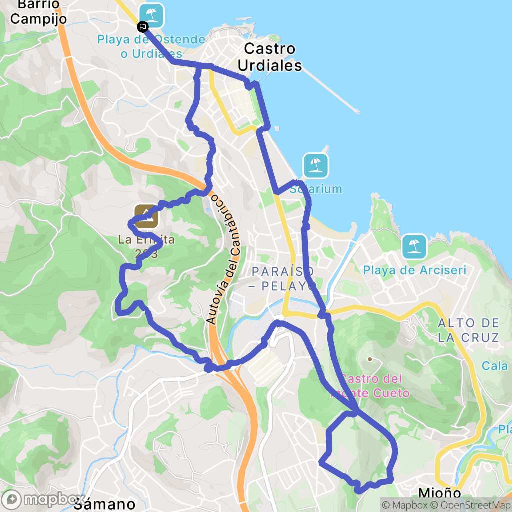 Castro-Urdiales : carte du parcours de randonnée - Spain