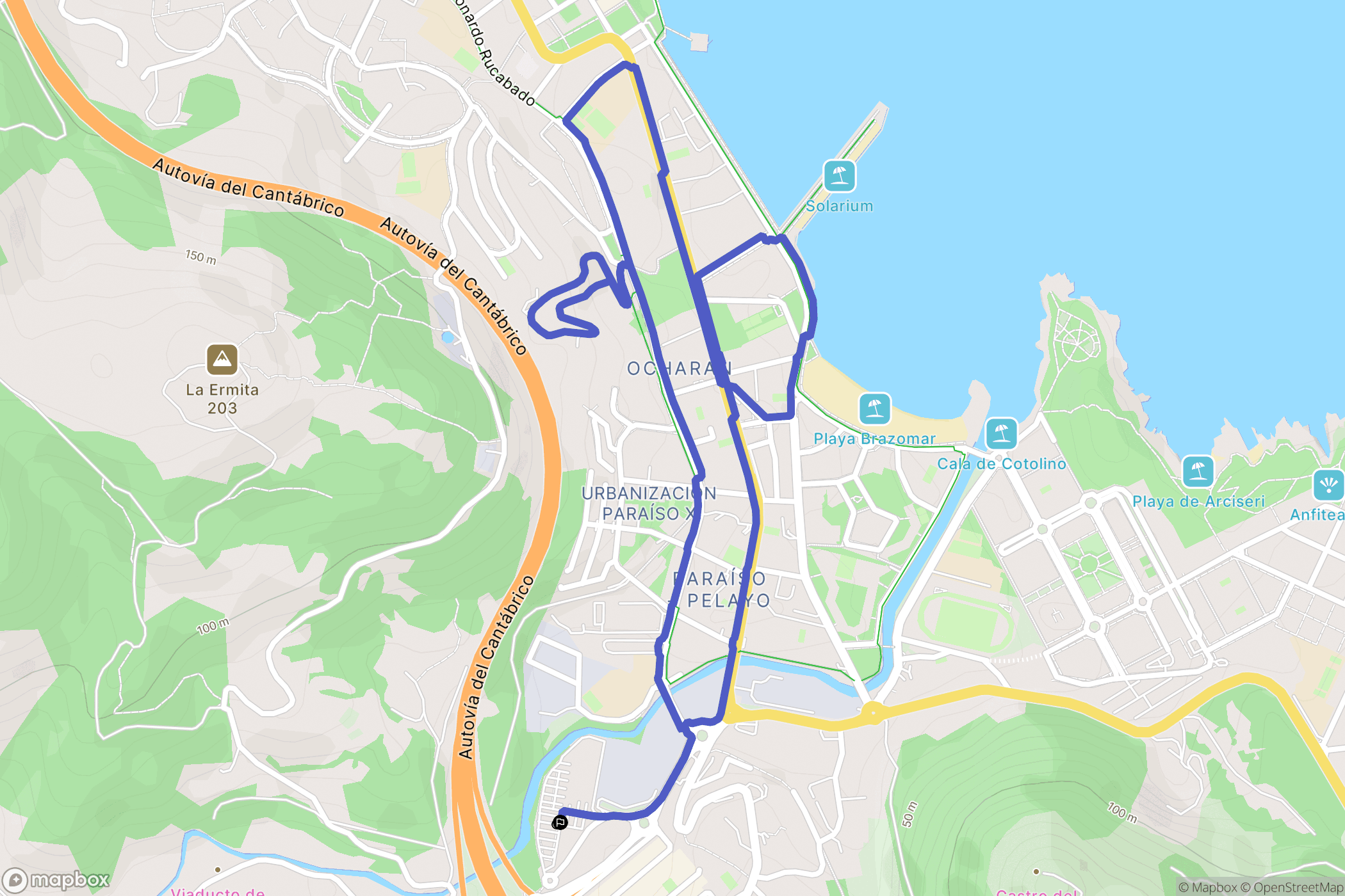 Castro-Urdiales : carte du parcours de randonnée - Spain