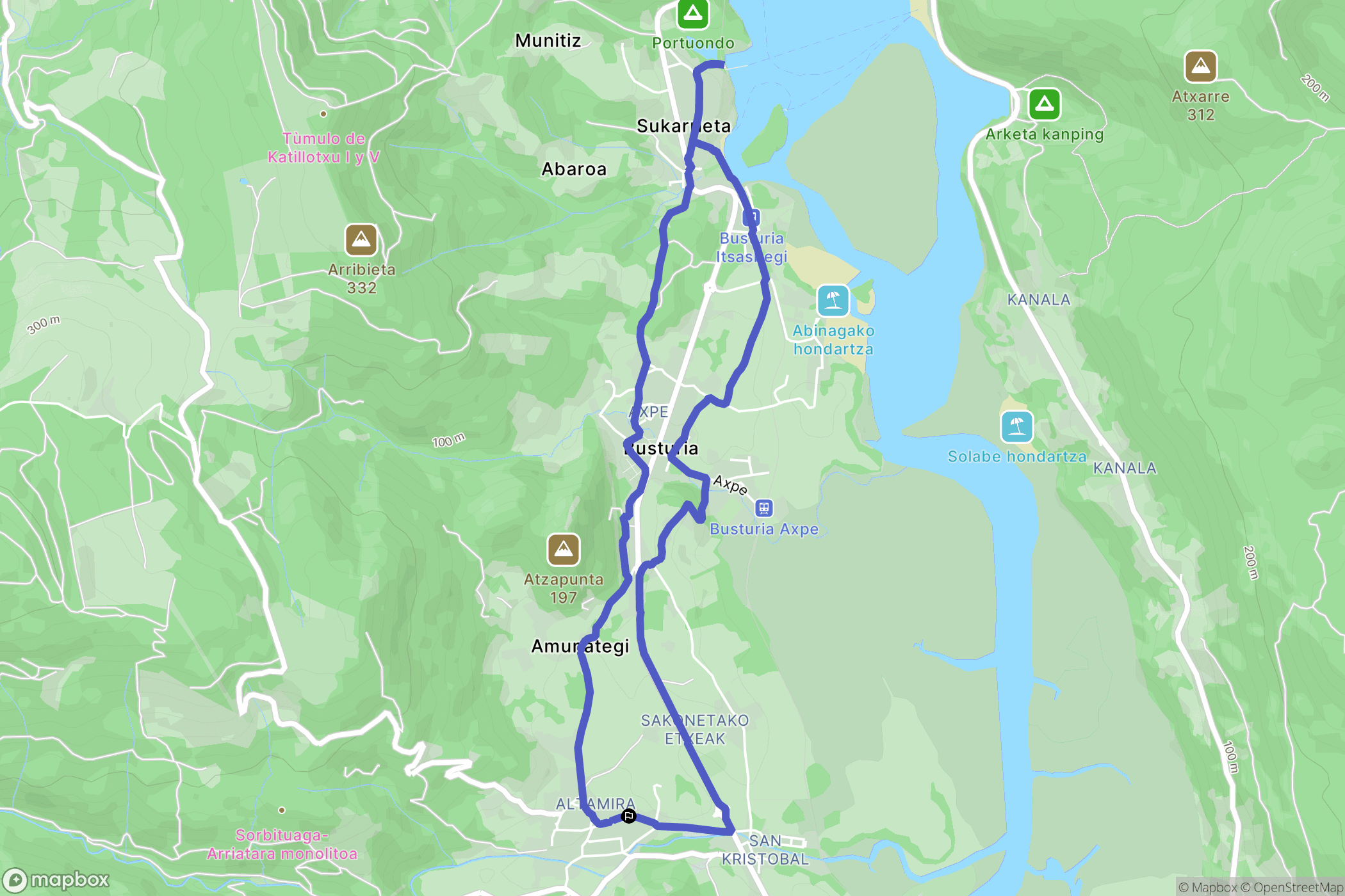 Altamira-San Kristobal : carte du parcours de randonnée - Spain