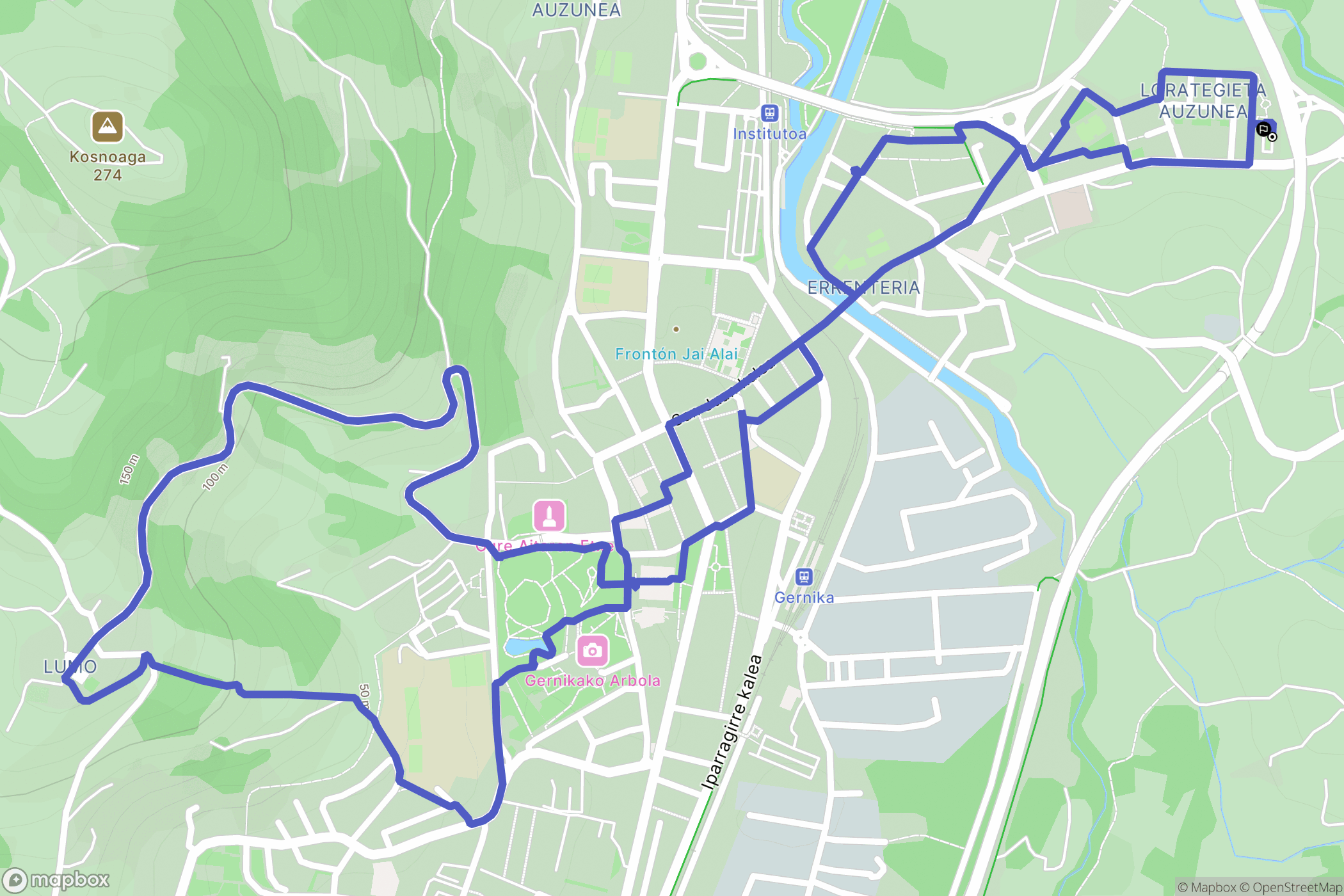 Gernika-Lumo : carte du parcours de randonnée - Spain