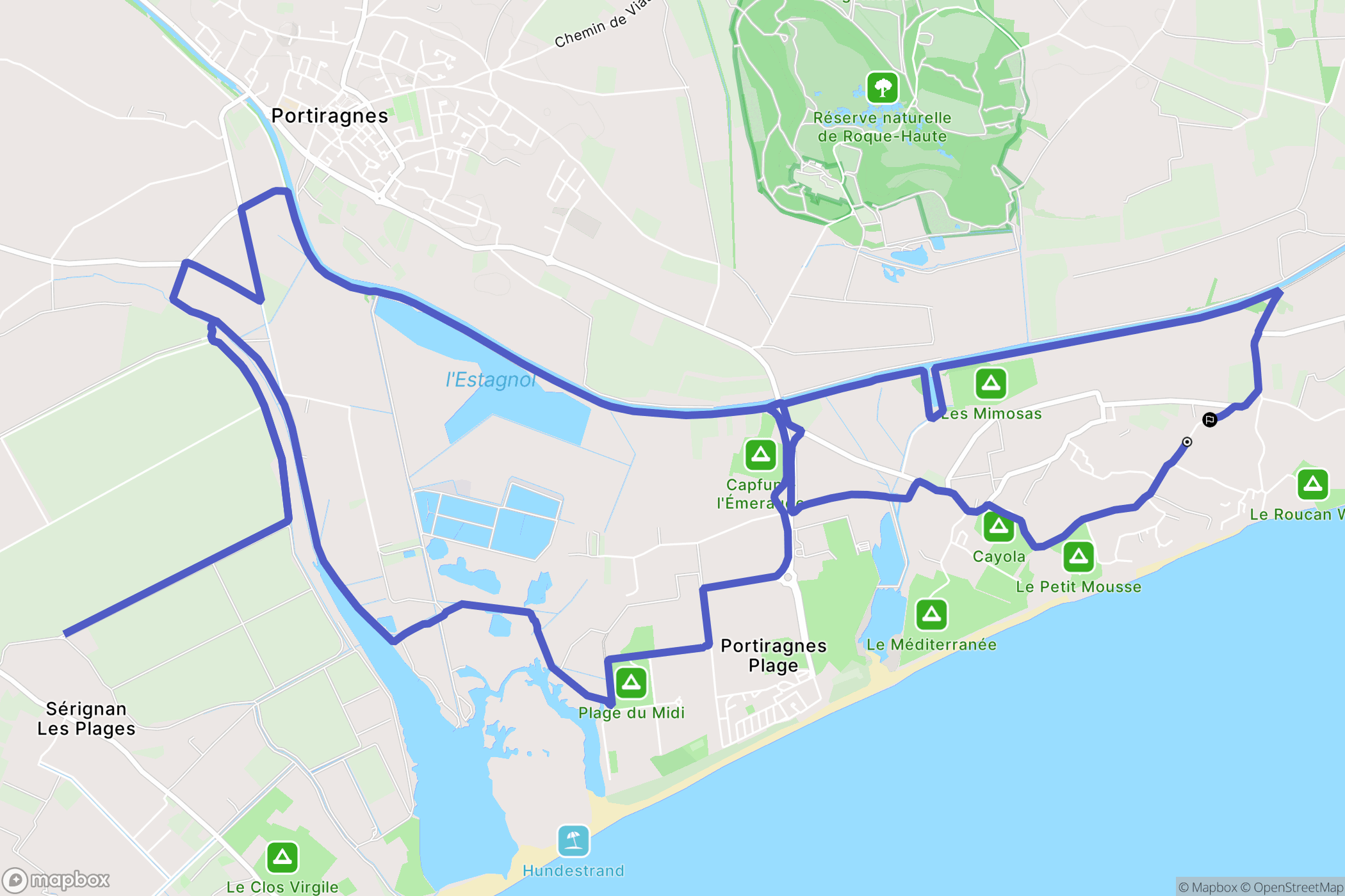 Vias : carte du parcours de randonnée - France