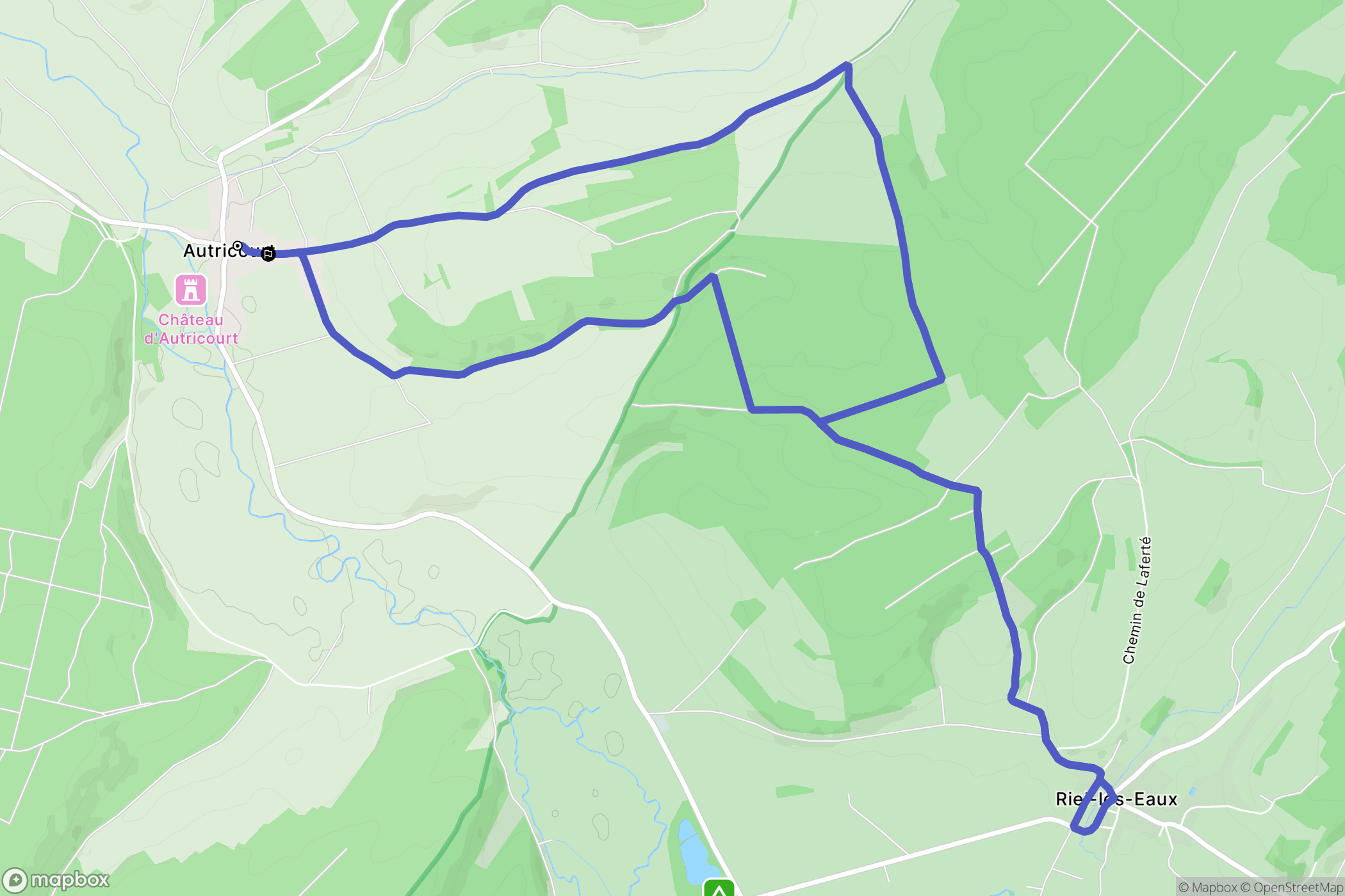 Autricourt : carte du parcours de randonnée - France