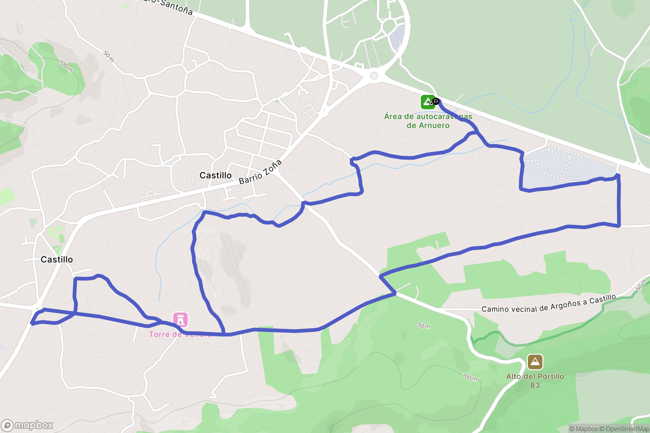 Castillo Siete Villas : carte du parcours de randonnée - Spain