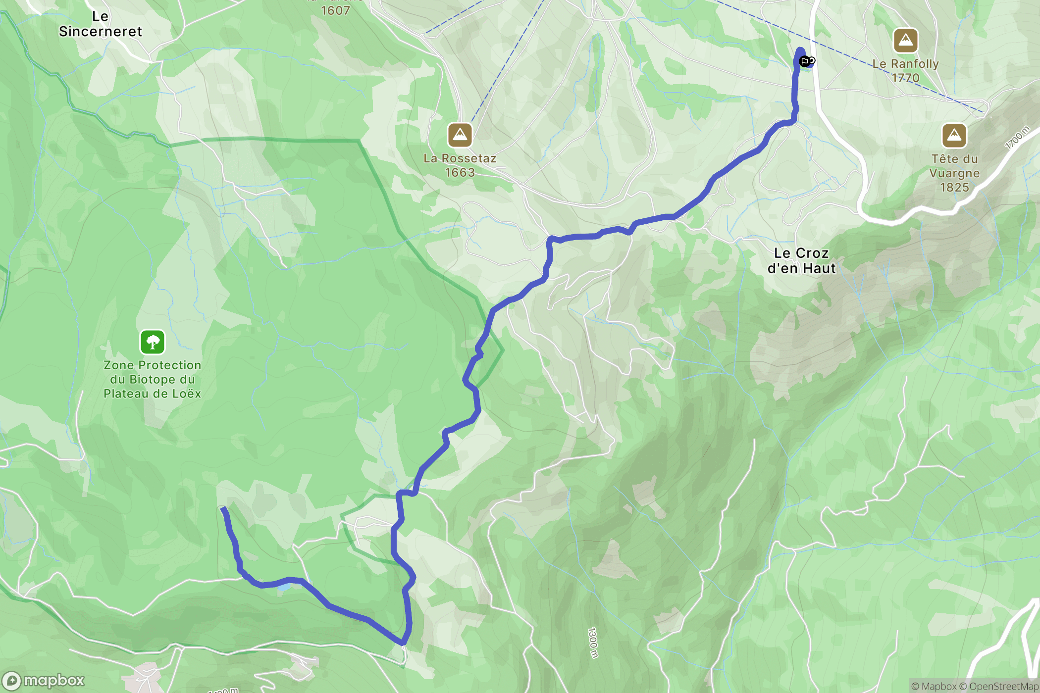 Verchaix : carte du parcours de randonnée - France